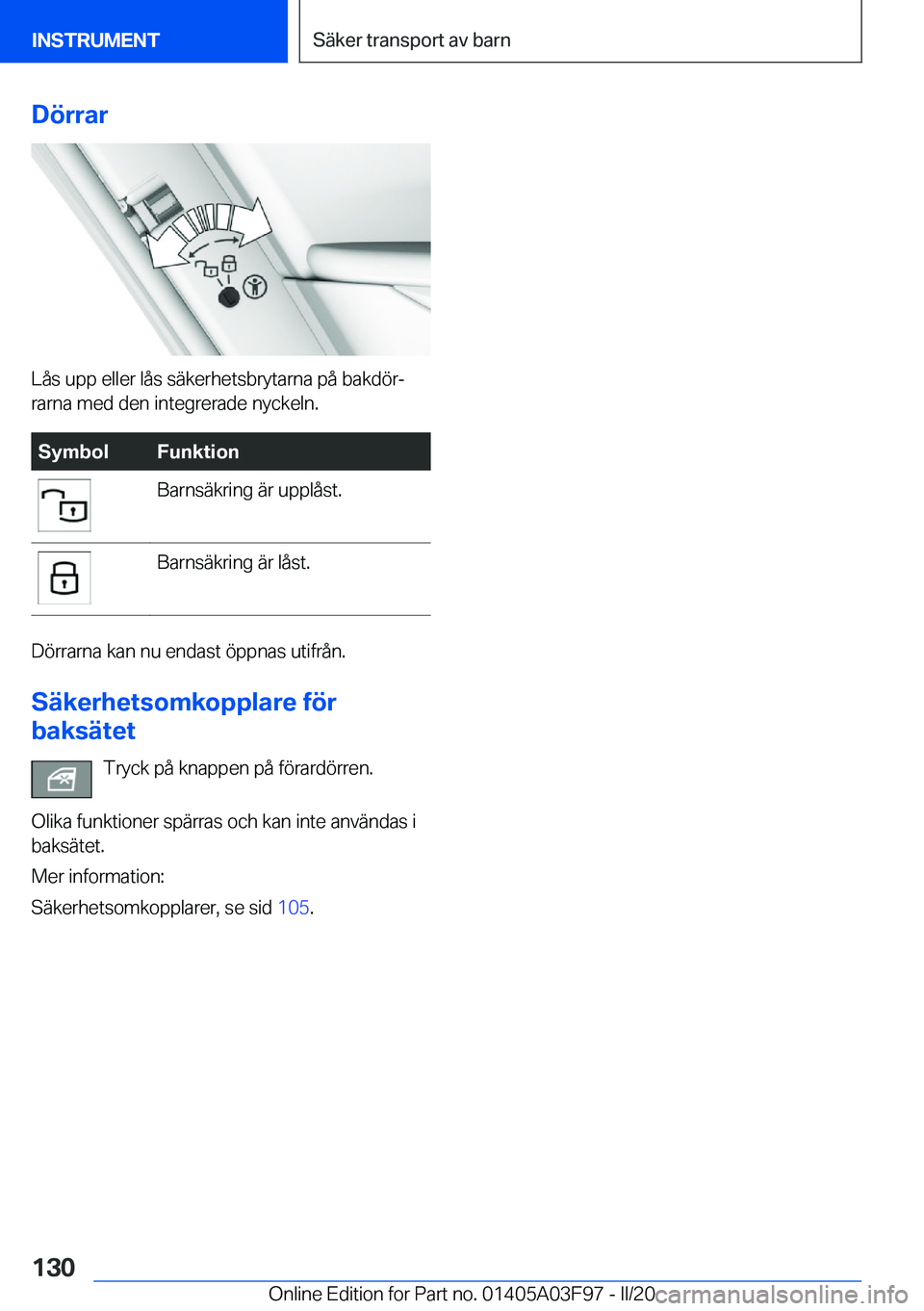 BMW 3 SERIES 2020  InstruktionsbÖcker (in Swedish) �D�