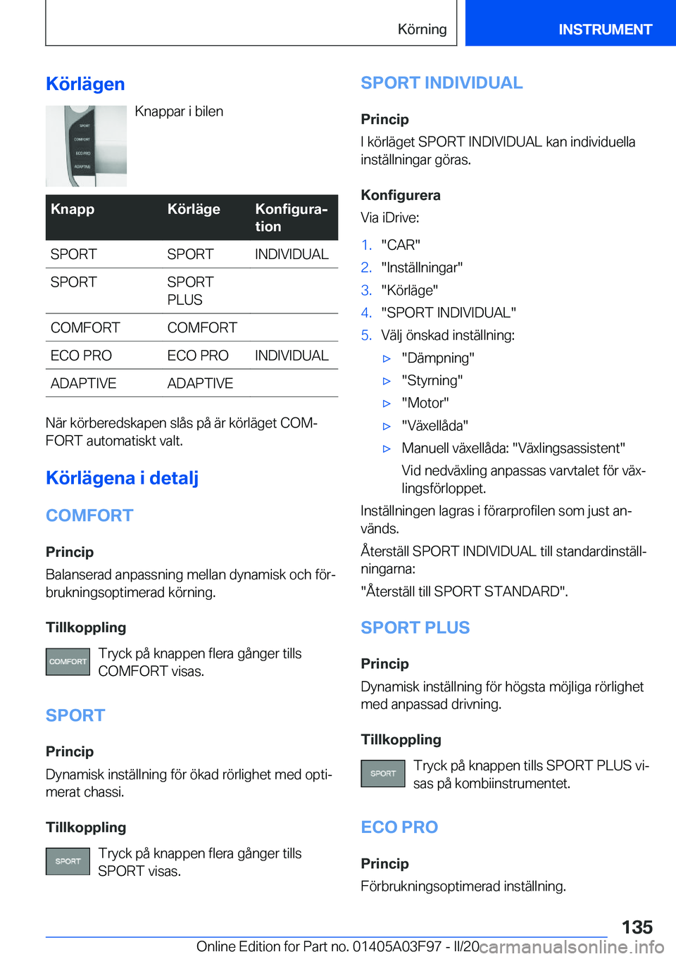 BMW 3 SERIES 2020  InstruktionsbÖcker (in Swedish) �K�