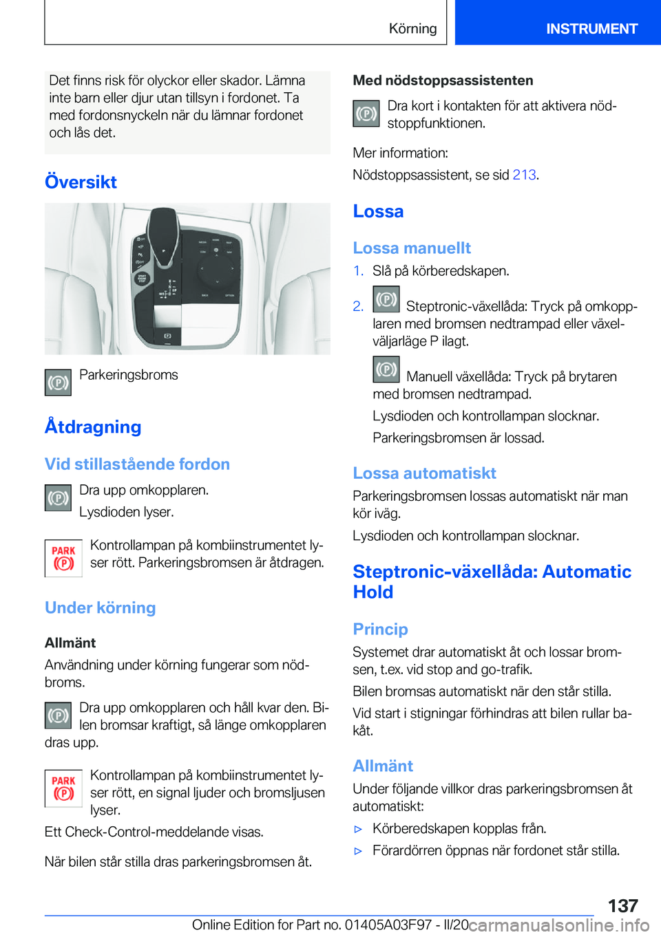 BMW 3 SERIES 2020  InstruktionsbÖcker (in Swedish) �D�e�t��f�i�n�n�s��r�i�s�k��f�