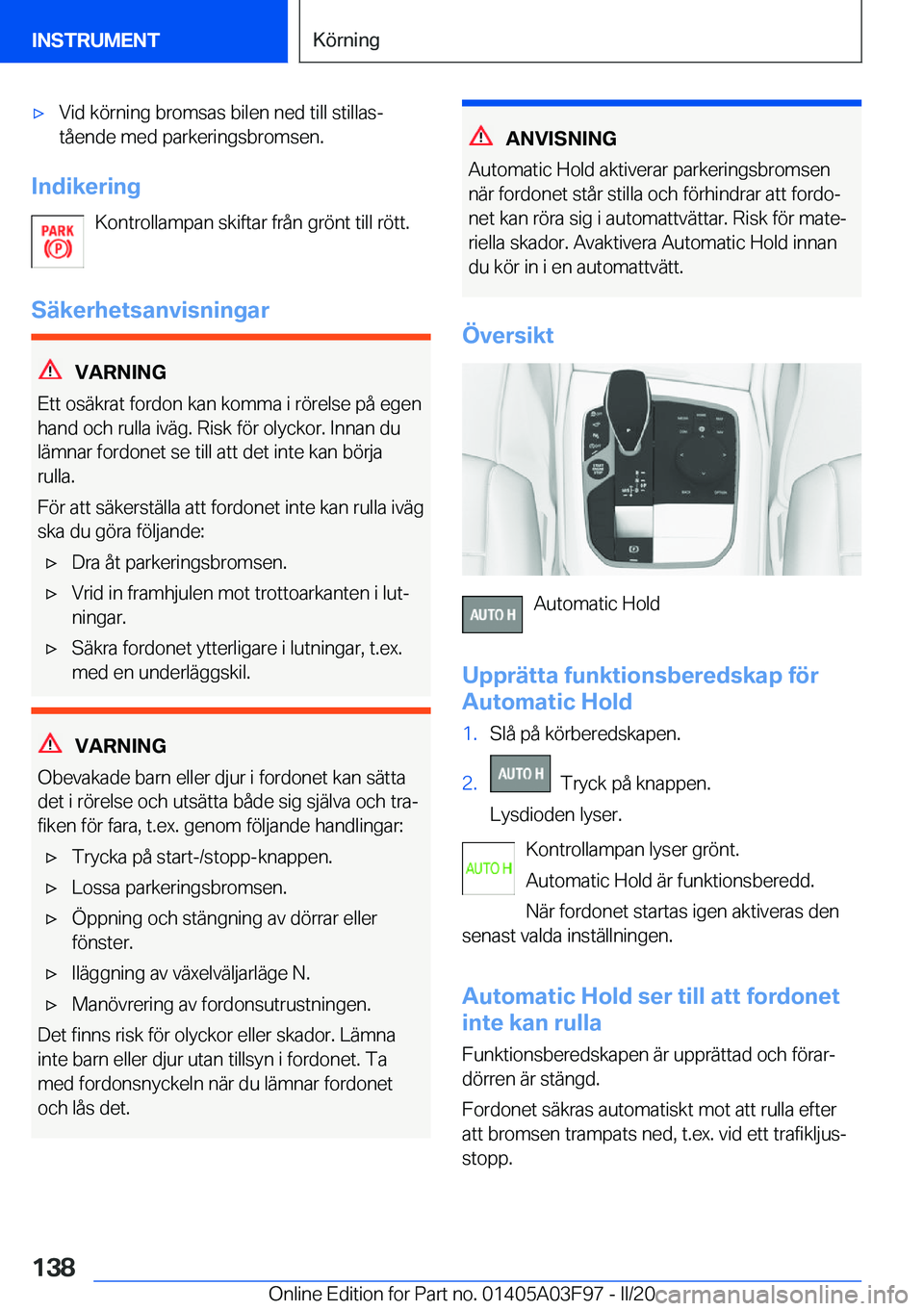 BMW 3 SERIES 2020  InstruktionsbÖcker (in Swedish) 'x�V�i�d��k�