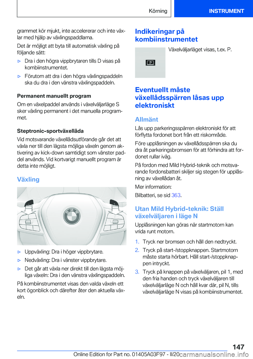 BMW 3 SERIES 2020  InstruktionsbÖcker (in Swedish) �g�r�a�m�m�e�t��k�