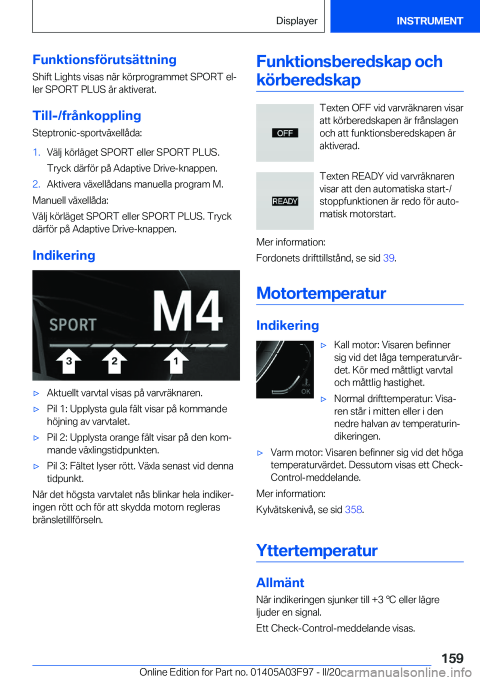 BMW 3 SERIES 2020  InstruktionsbÖcker (in Swedish) �F�u�n�k�t�i�o�n�s�f�