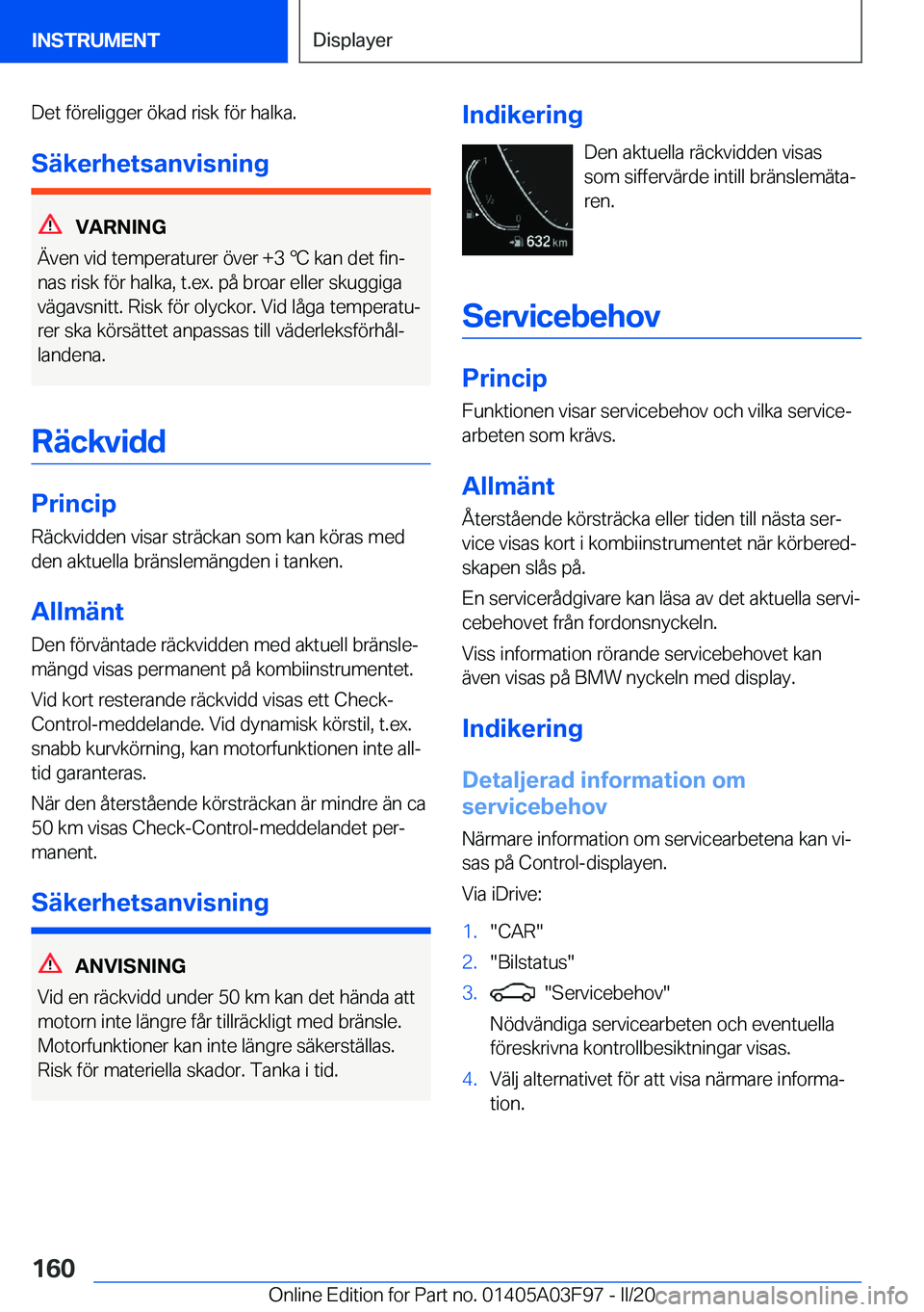 BMW 3 SERIES 2020  InstruktionsbÖcker (in Swedish) �D�e�t��f�