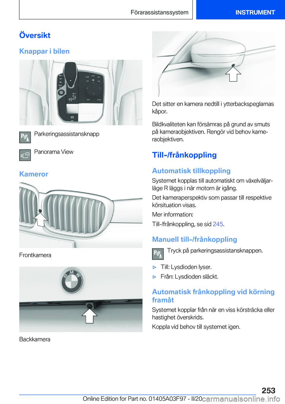 BMW 3 SERIES 2020  InstruktionsbÖcker (in Swedish) �