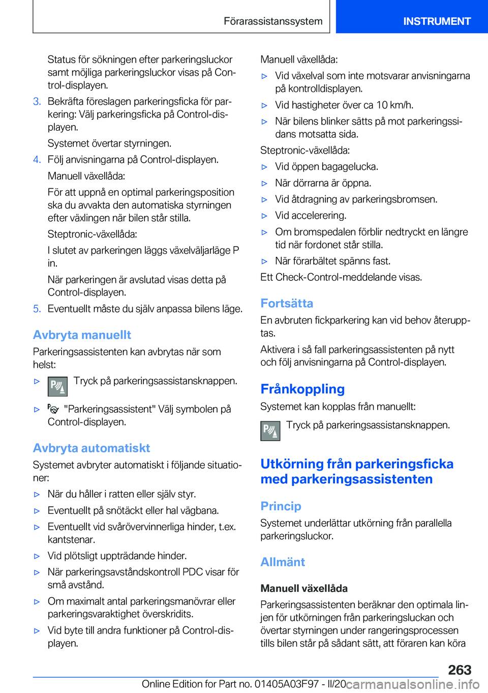 BMW 3 SERIES 2020  InstruktionsbÖcker (in Swedish) �S�t�a�t�u�s��f�