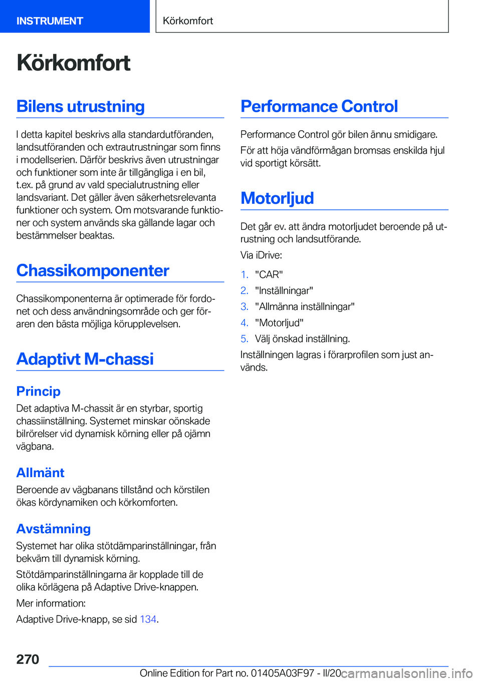 BMW 3 SERIES 2020  InstruktionsbÖcker (in Swedish) �K�