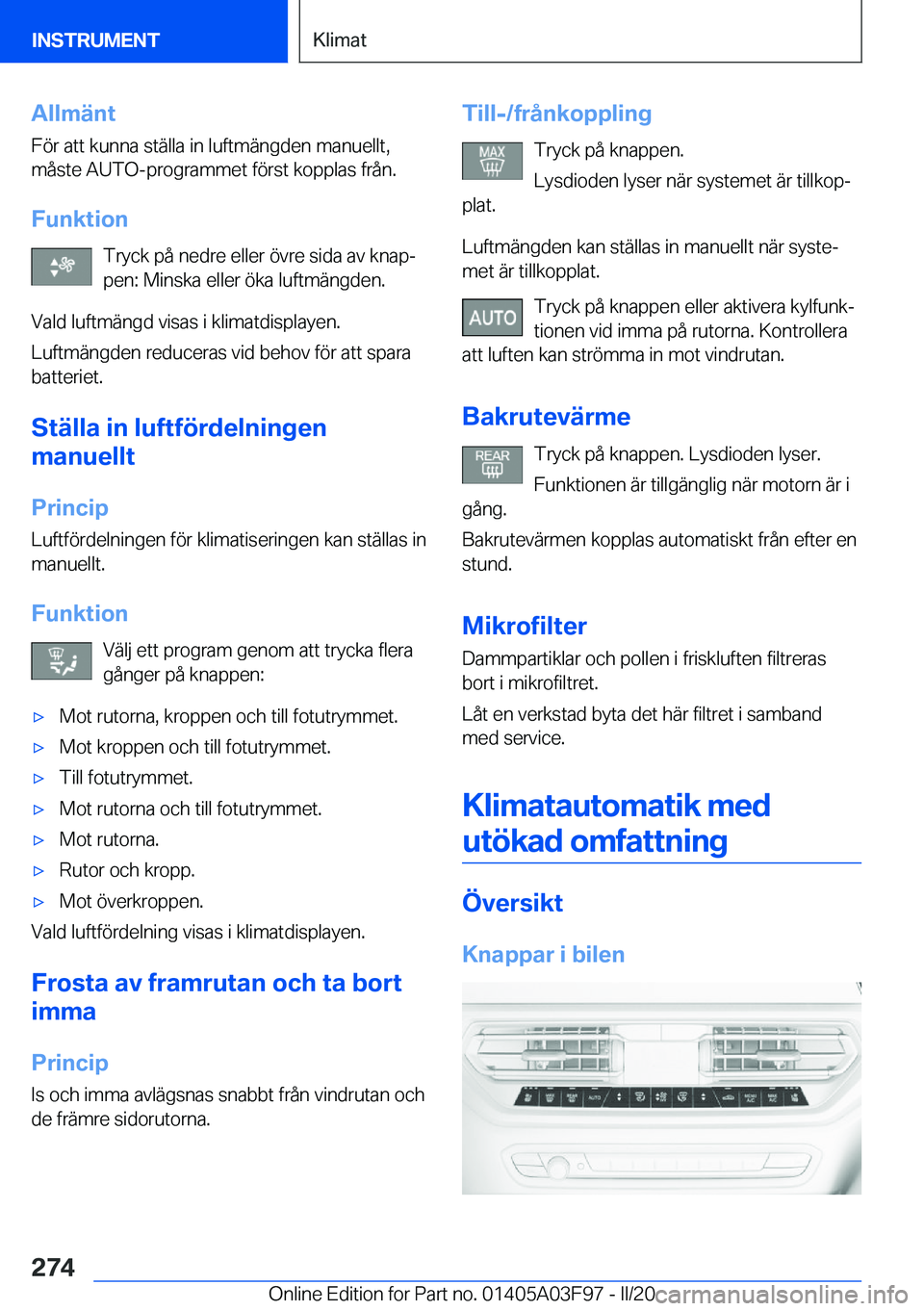 BMW 3 SERIES 2020  InstruktionsbÖcker (in Swedish) �A�l�l�m�ä�n�t
�F�