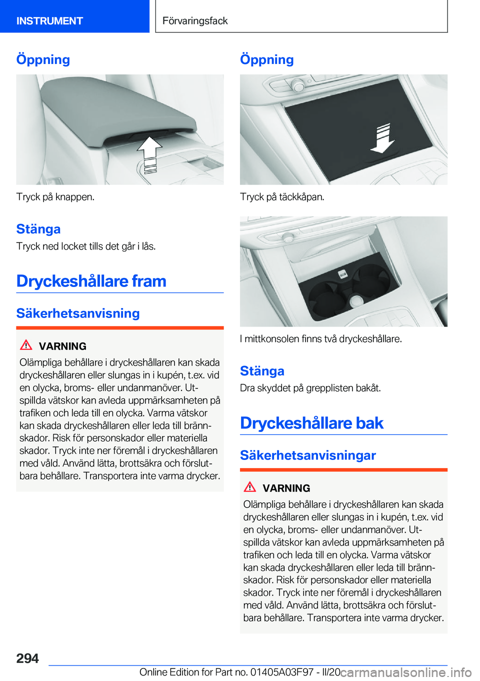 BMW 3 SERIES 2020  InstruktionsbÖcker (in Swedish) �