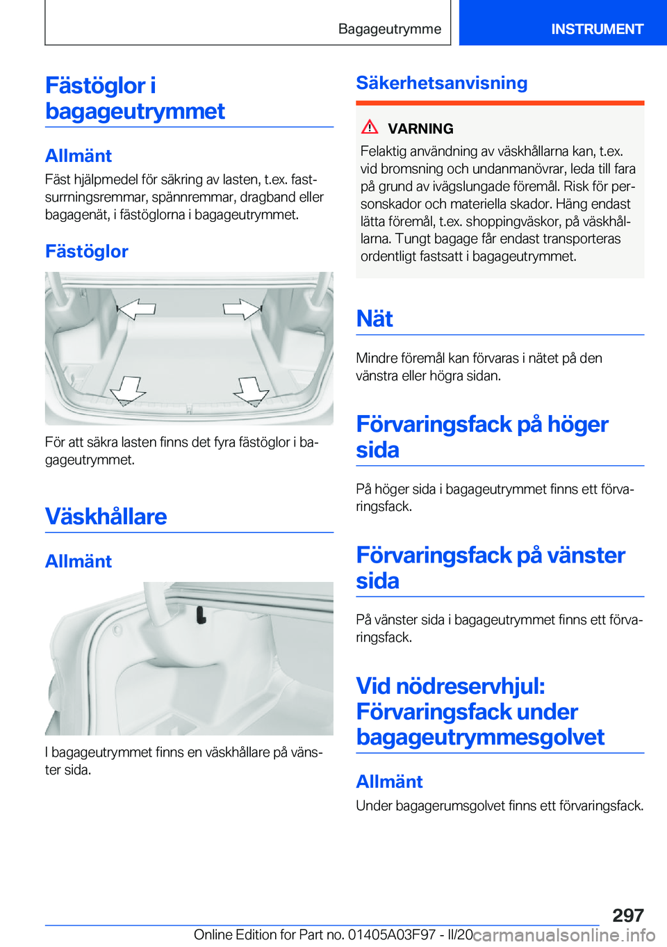 BMW 3 SERIES 2020  InstruktionsbÖcker (in Swedish) �F�ä�s�t�