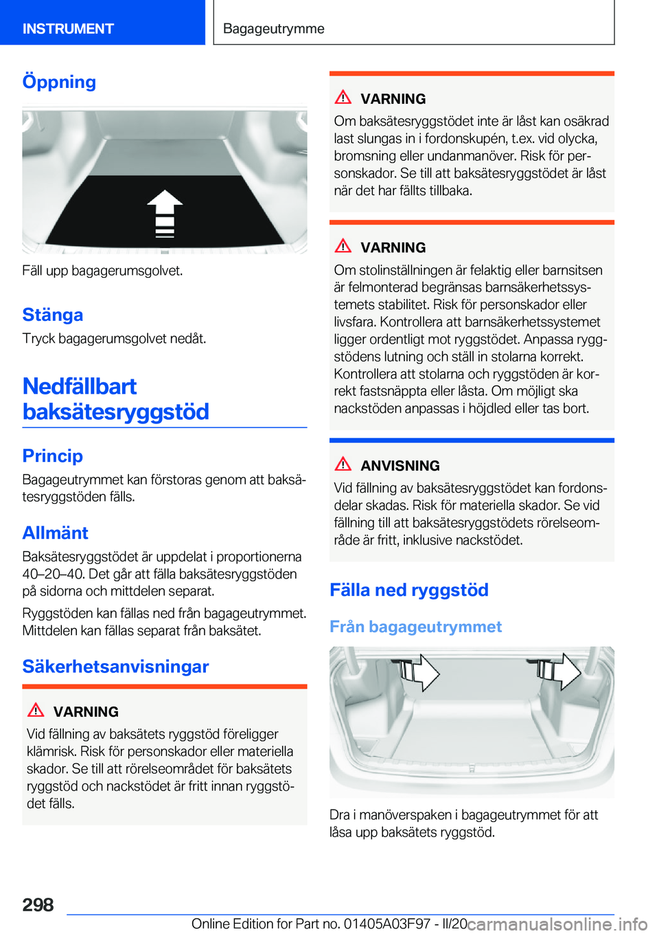 BMW 3 SERIES 2020  InstruktionsbÖcker (in Swedish) �