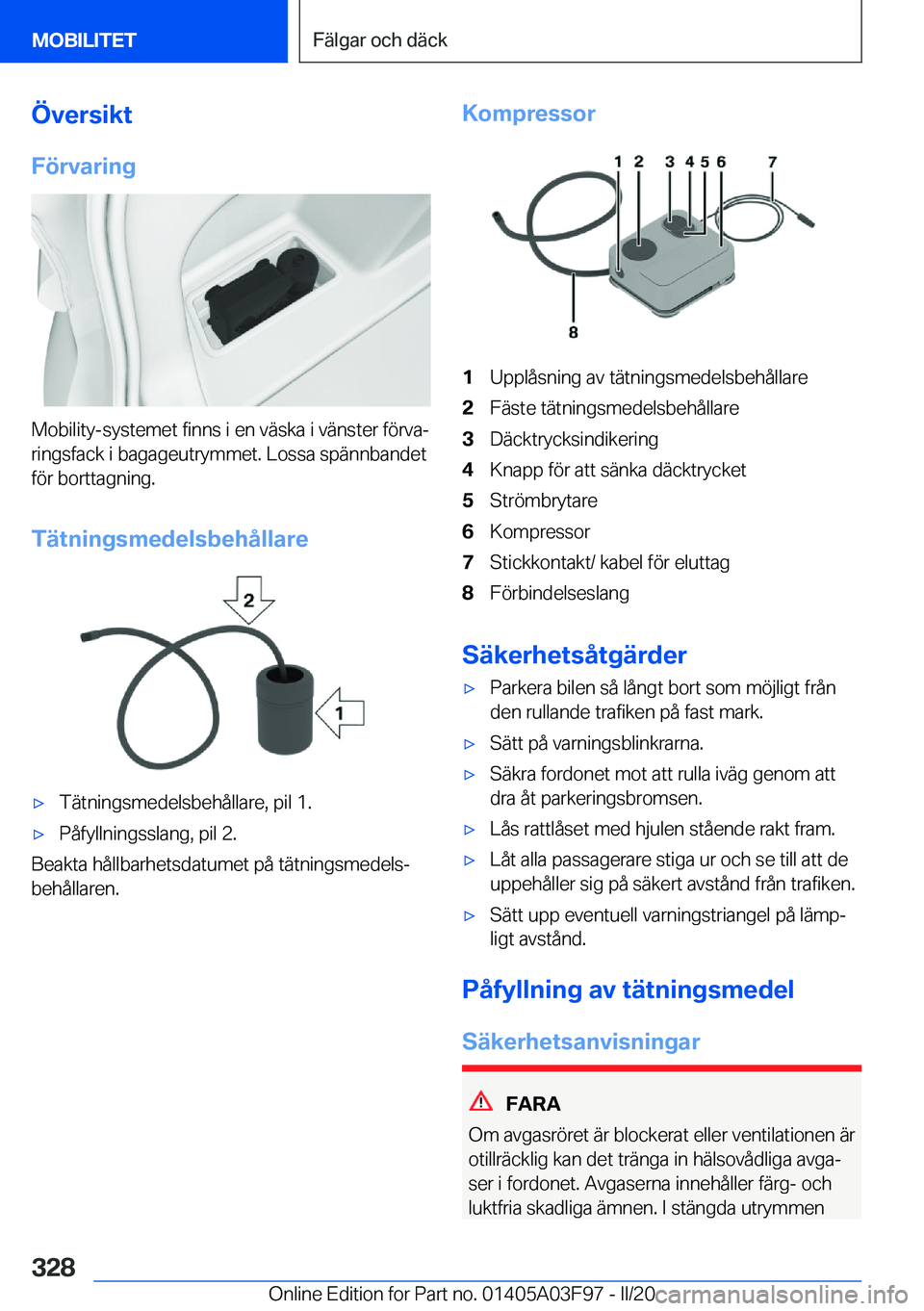 BMW 3 SERIES 2020  InstruktionsbÖcker (in Swedish) �