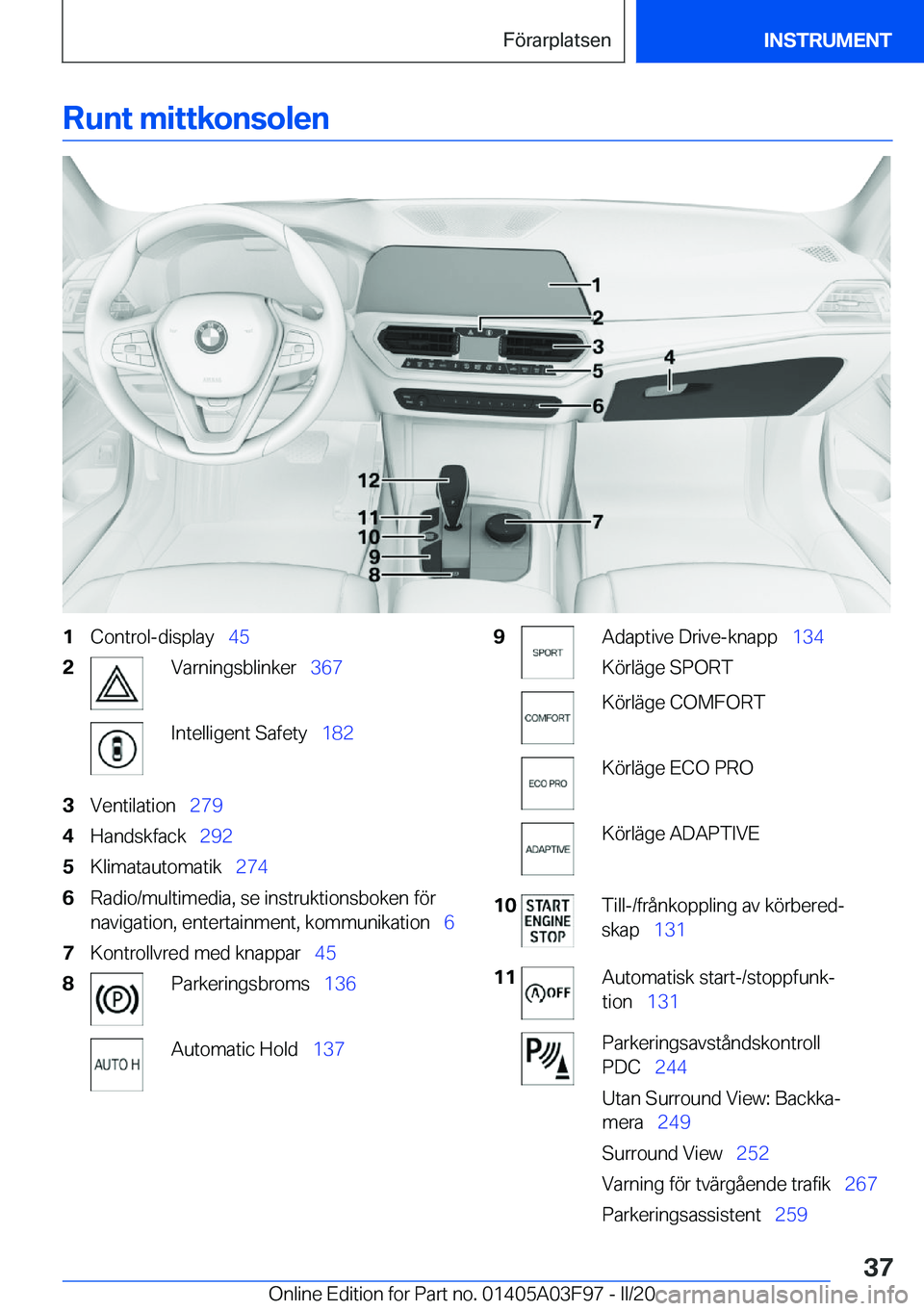 BMW 3 SERIES 2020  InstruktionsbÖcker (in Swedish) �R�u�n�t��m�i�t�t�k�o�n�s�o�l�e�n�1�C�o�n�t�r�o�l�-�d�i�s�p�l�a�y\_�4�5�2�V�a�r�n�i�n�g�s�b�l�i�n�k�e�r\_ �3�6�7�I�n�t�e�l�l�i�g�e�n�t��S�a�f�e�t�y\_ �1�8�2�3�V�e�n�t�i�l�a�t�i�o�n\_�2�7�9�4