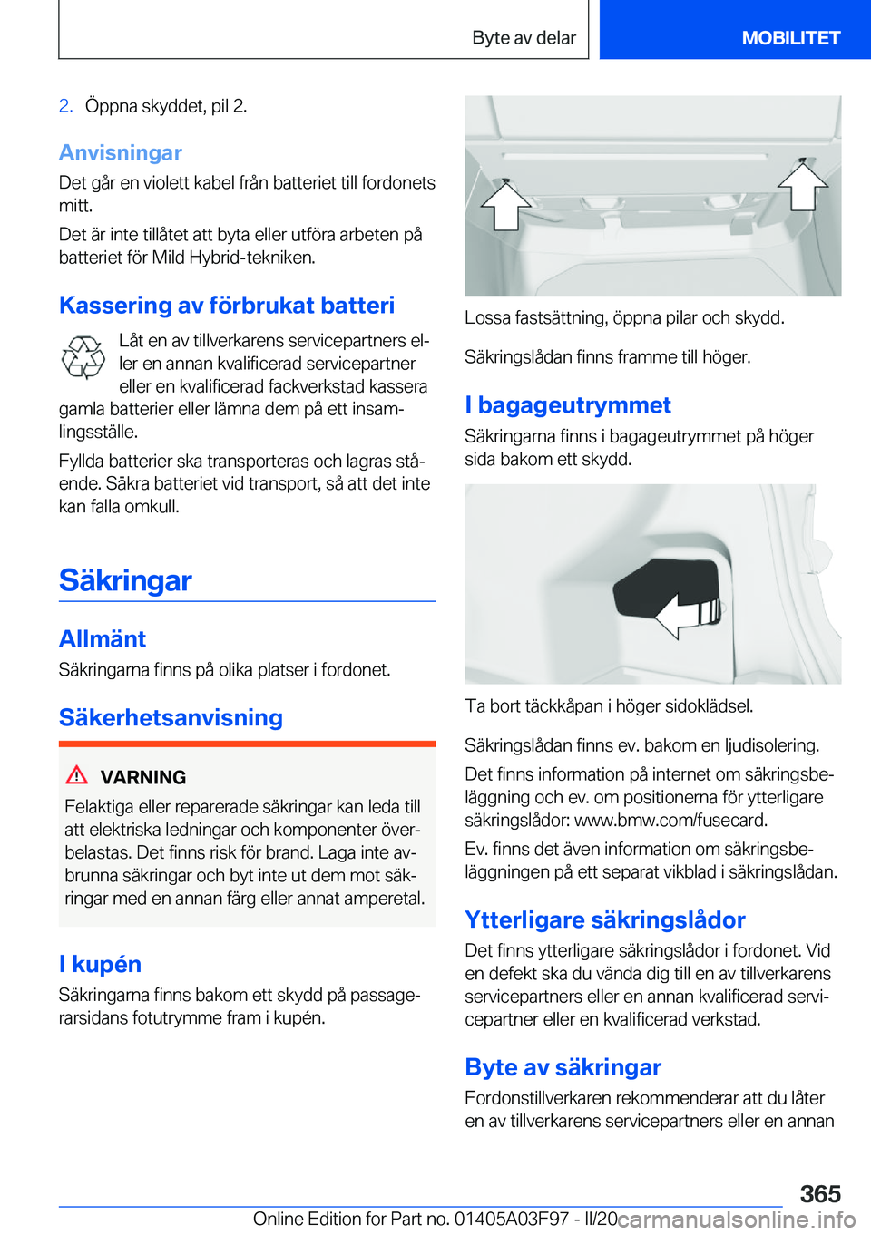 BMW 3 SERIES 2020  InstruktionsbÖcker (in Swedish) �2�.�