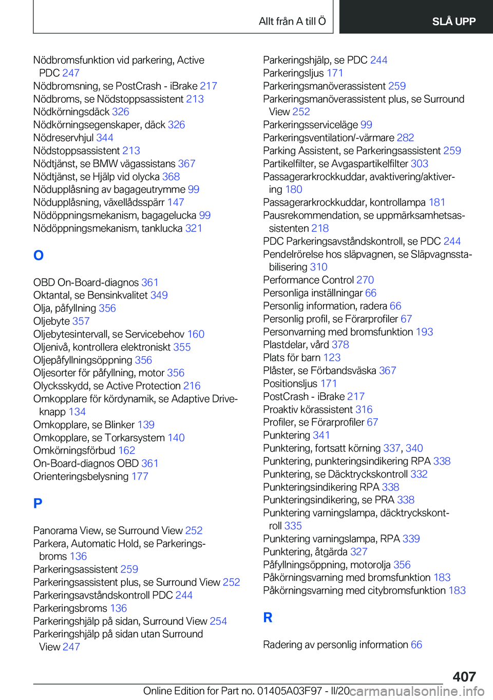 BMW 3 SERIES 2020  InstruktionsbÖcker (in Swedish) �N�