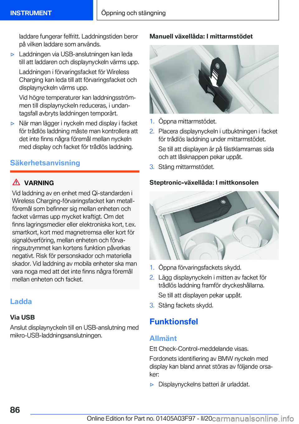 BMW 3 SERIES 2020  InstruktionsbÖcker (in Swedish) �l�a�d�d�a�r�e��f�u�n�g�e�r�a�r��f�e�l�f�r�i�t�t�.��L�a�d�d�n�i�n�g�s�t�i�d�e�n��b�e�r�o�r
�p�å��v�i�l�k�e�n��l�a�d�d�a�r�e��s�o�m��a�n�v�ä�n�d�s�.'x�L�a�d�d�n�i�n�g�e�n��v�i�a��U�S�B�