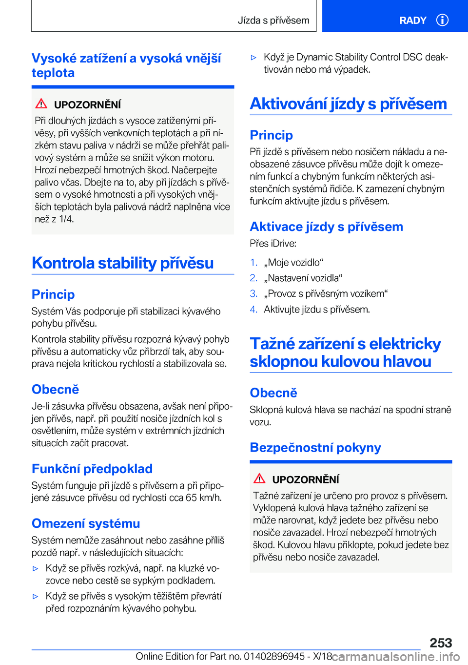BMW 3 SERIES 2019  Návod na použití (in Czech) �V�y�s�o�k�