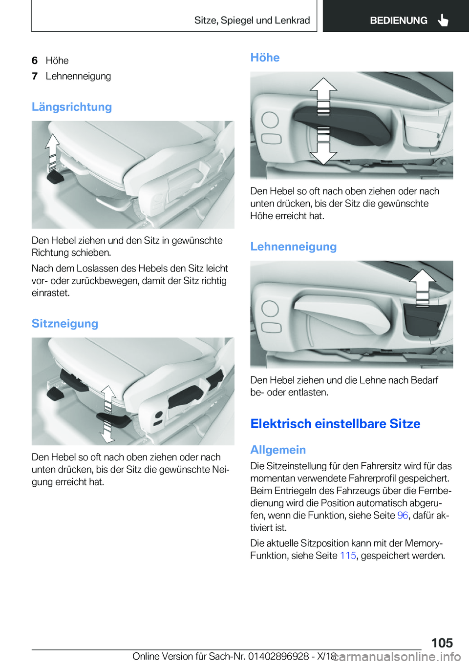 BMW 3 SERIES 2019  Betriebsanleitungen (in German) �6�H�