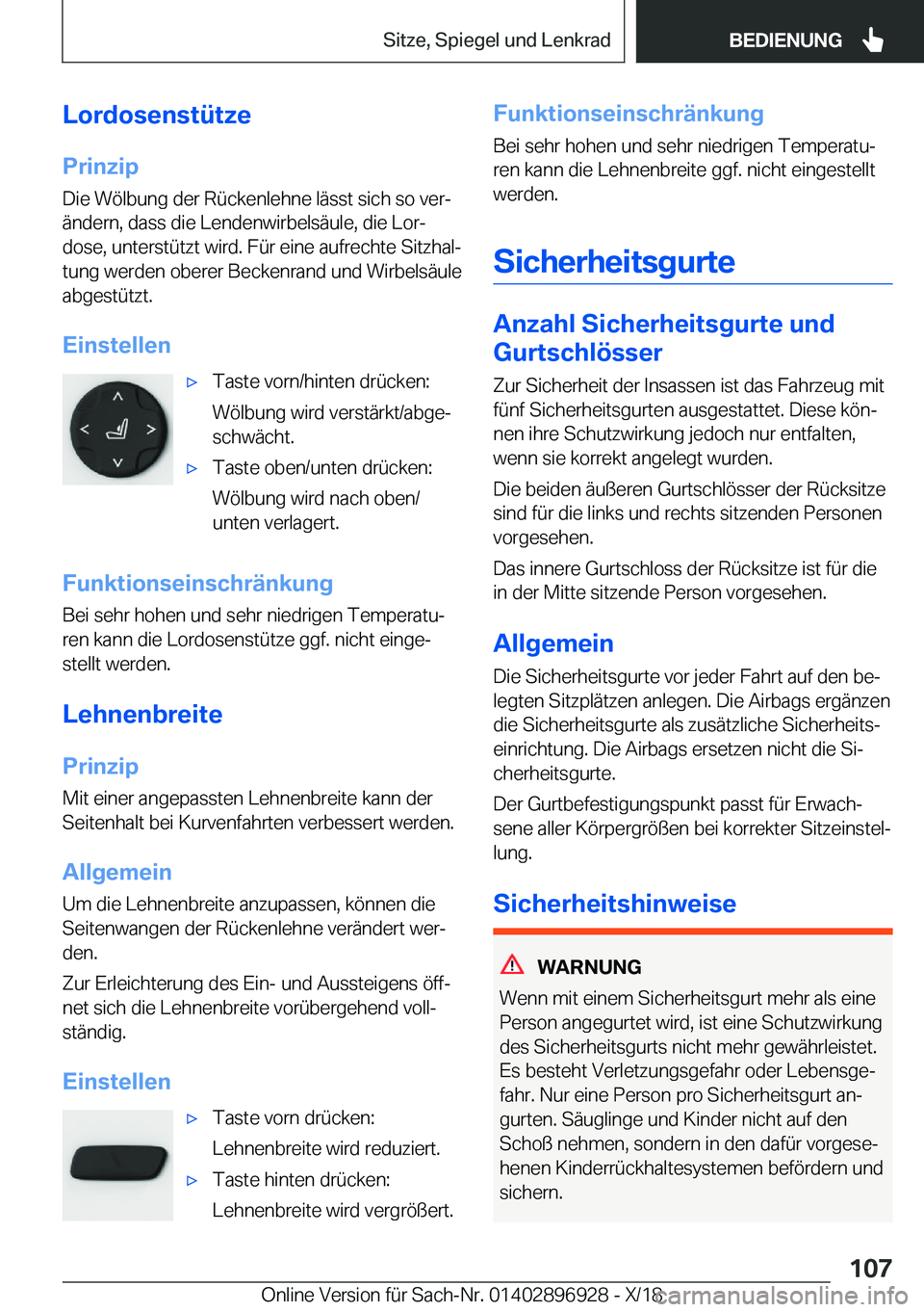 BMW 3 SERIES 2019  Betriebsanleitungen (in German) �L�o�r�d�o�s�e�n�s�t�