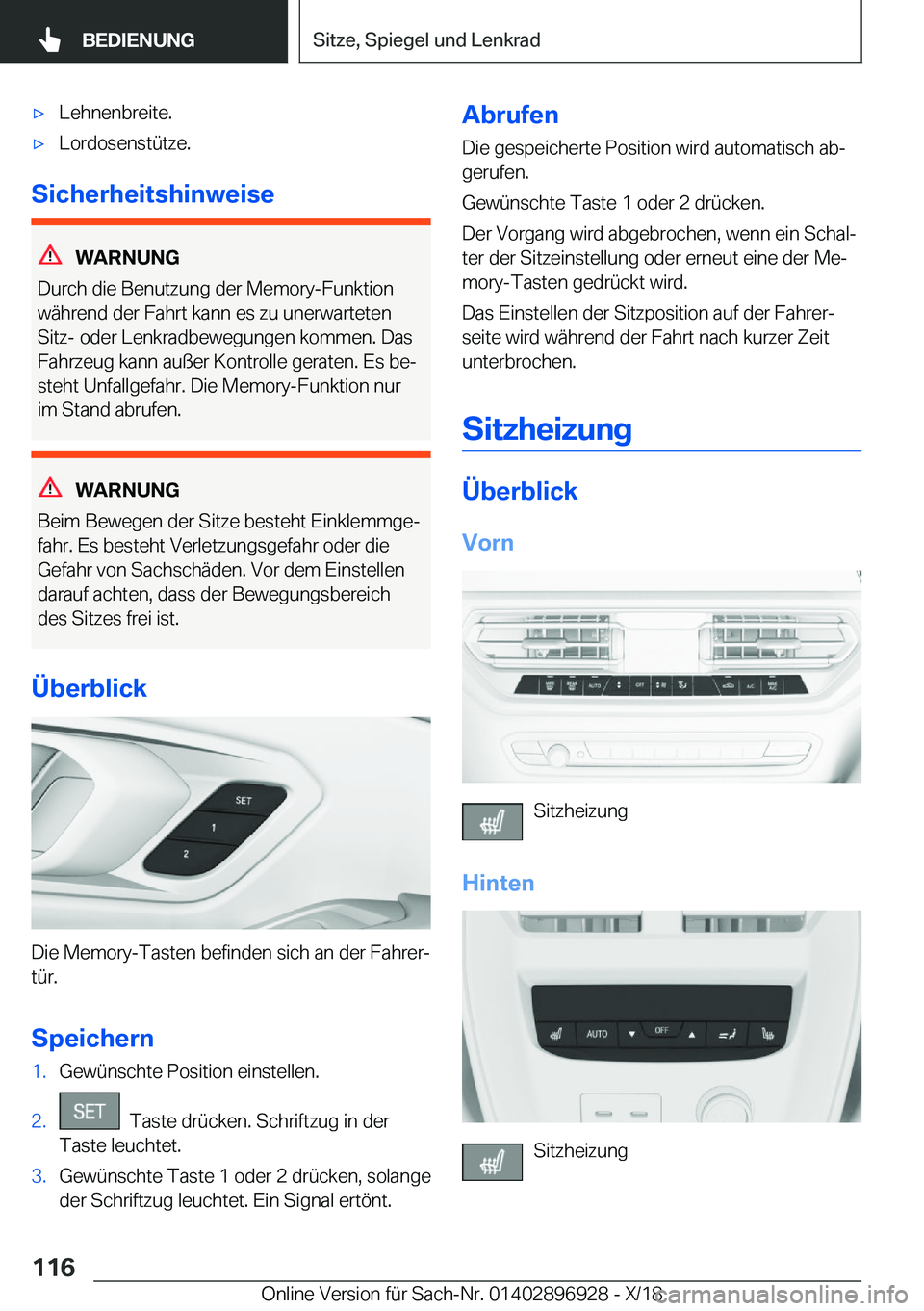 BMW 3 SERIES 2019  Betriebsanleitungen (in German) x�L�e�h�n�e�n�b�r�e�i�t�e�.x�L�o�r�d�o�s�e�n�s�t�