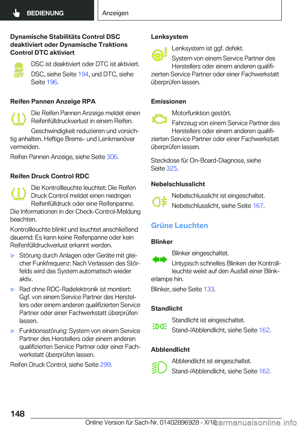 BMW 3 SERIES 2019  Betriebsanleitungen (in German) �D�y�n�a�m�i�s�c�h�e��S�t�a�b�i�l�i�t�