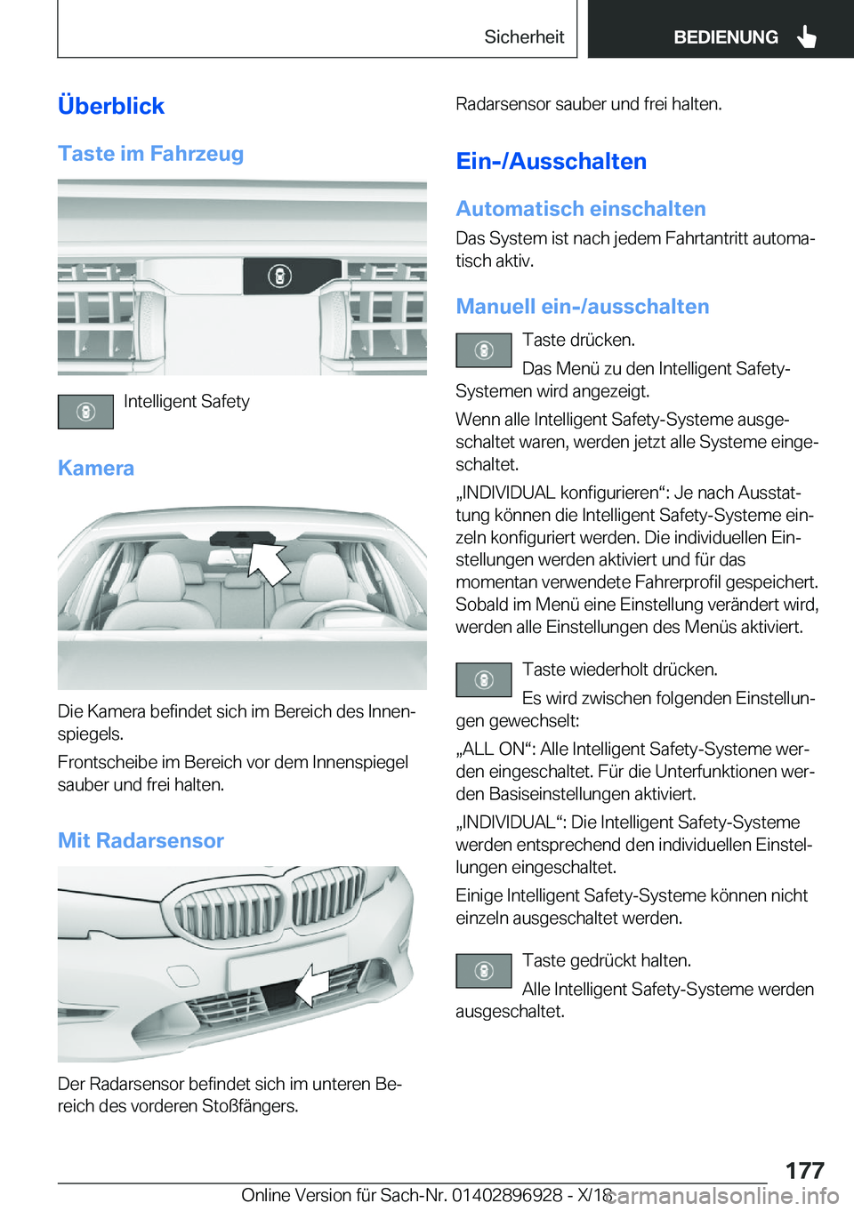 BMW 3 SERIES 2019  Betriebsanleitungen (in German) �