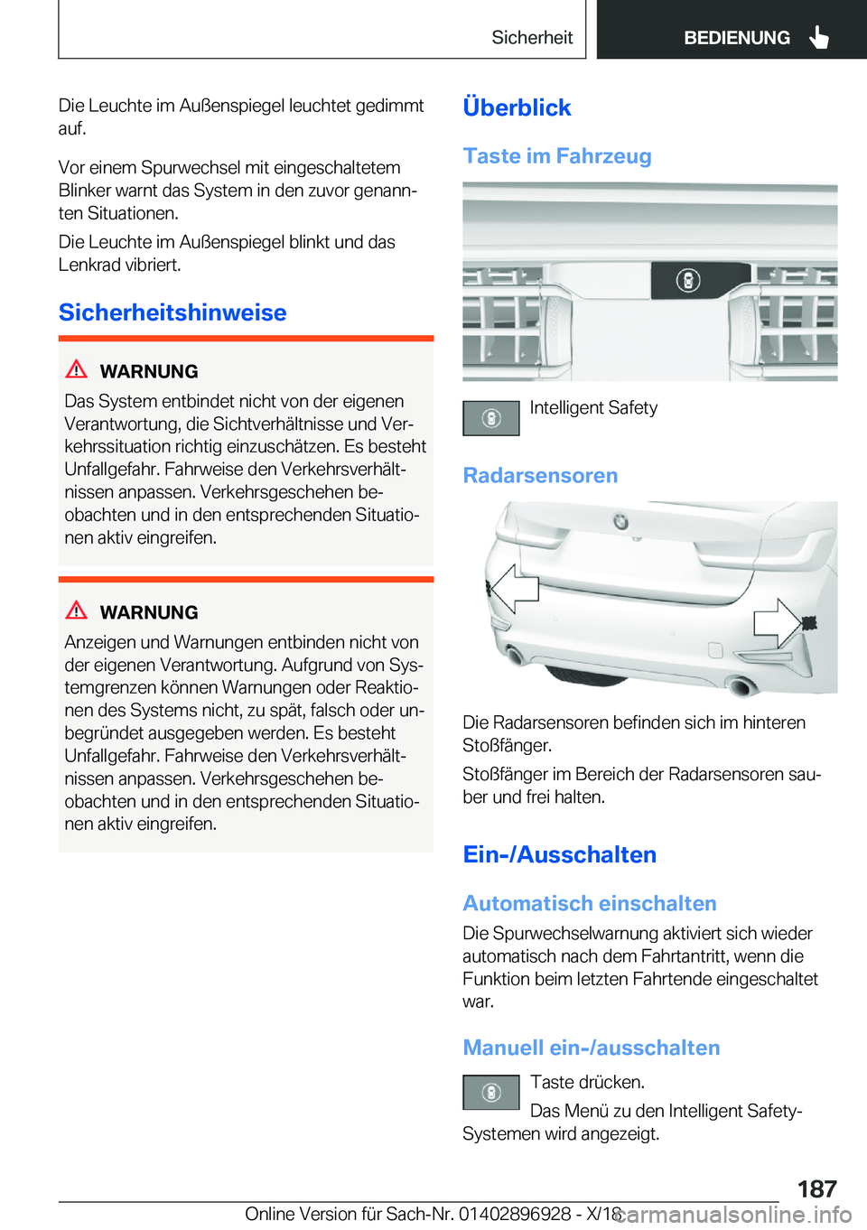 BMW 3 SERIES 2019  Betriebsanleitungen (in German) �D�i�e��L�e�u�c�h�t�e��i�m��A�u�