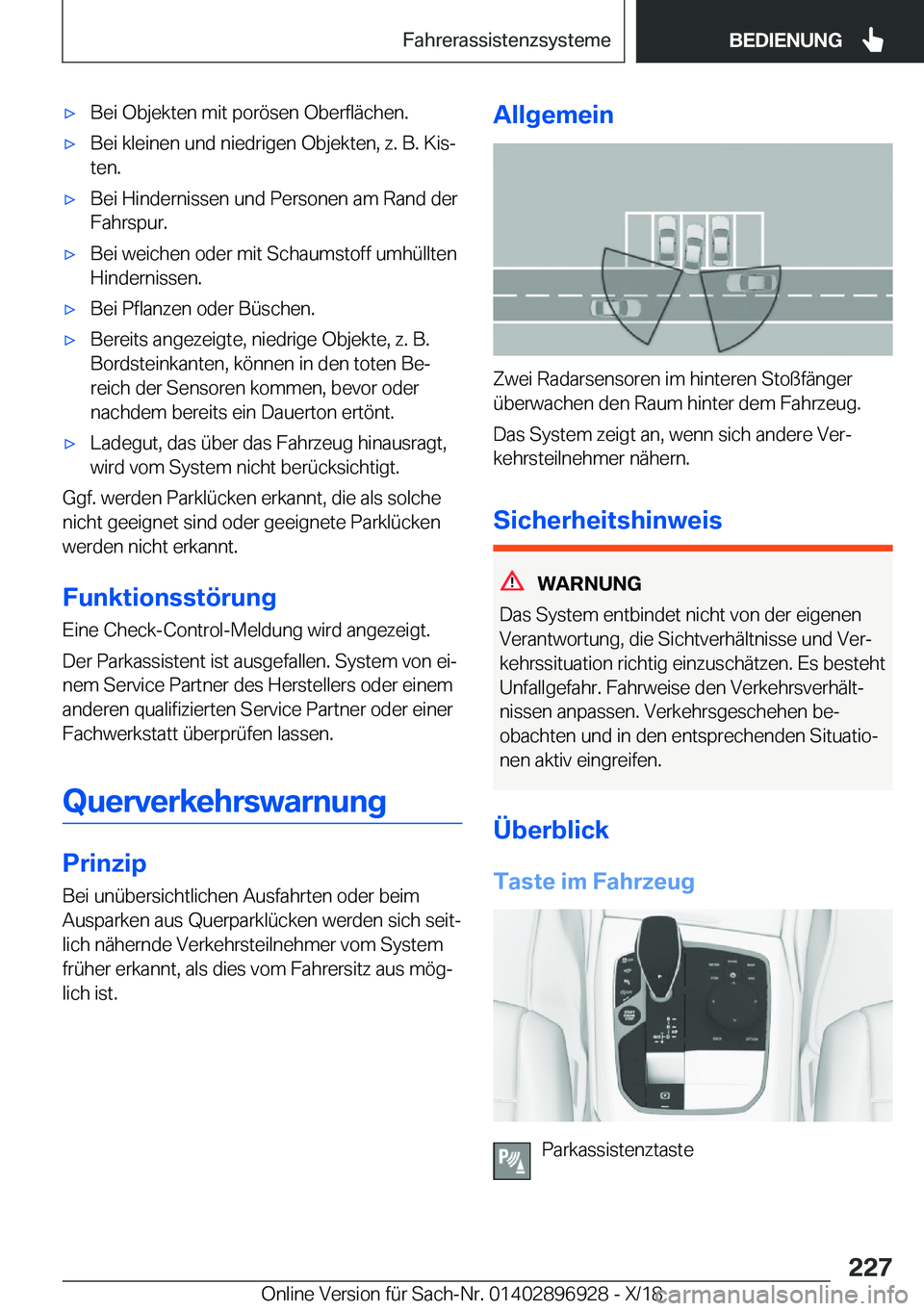 BMW 3 SERIES 2019  Betriebsanleitungen (in German) x�B�e�i��O�b�j�e�k�t�e�n��m�i�t��p�o�r�