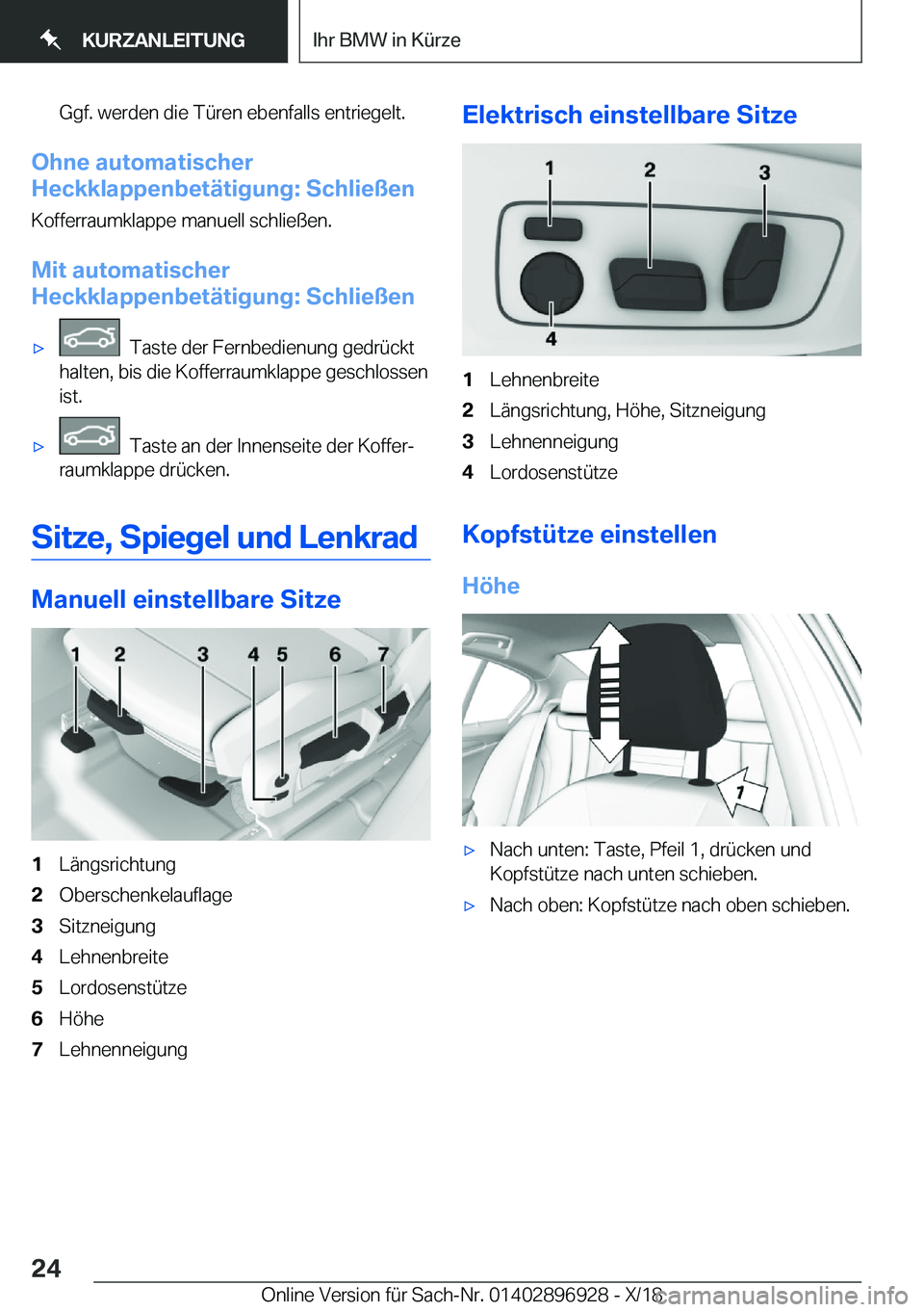 BMW 3 SERIES 2019  Betriebsanleitungen (in German) �G�g�f�.��w�e�r�d�e�n��d�i�e��T�