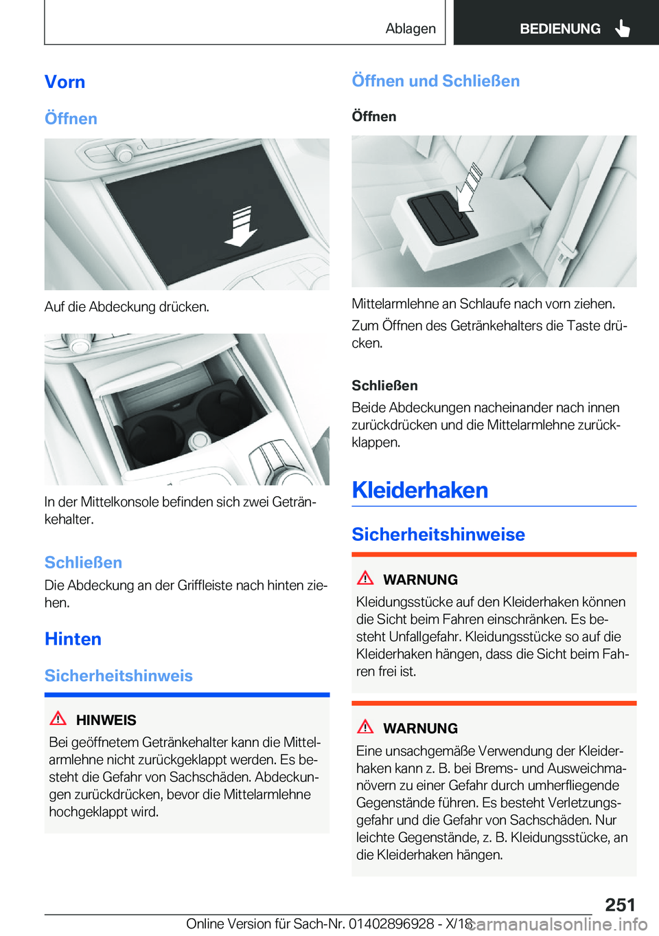 BMW 3 SERIES 2019  Betriebsanleitungen (in German) �V�o�r�n�