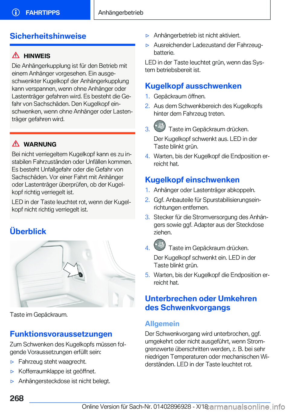BMW 3 SERIES 2019  Betriebsanleitungen (in German) �S�i�c�h�e�r�h�e�i�t�s�h�i�n�w�e�i�s�e
�H�I�N�W�E�I�S
�D�i�e��A�n�h�