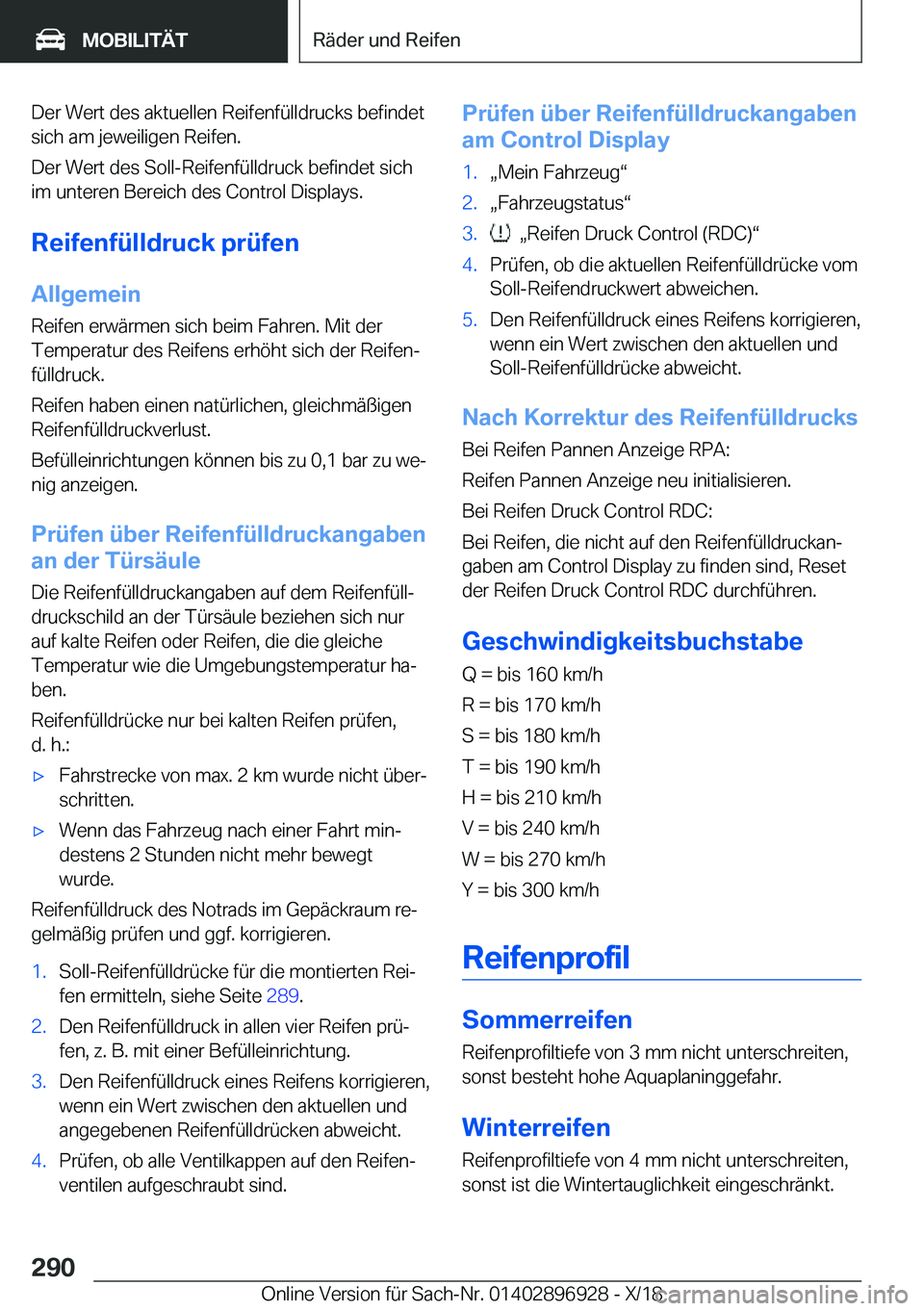 BMW 3 SERIES 2019  Betriebsanleitungen (in German) �D�e�r��W�e�r�t��d�e�s��a�k�t�u�e�l�l�e�n��R�e�i�f�e�n�f�