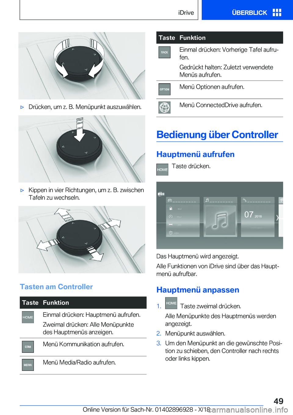 BMW 3 SERIES 2019  Betriebsanleitungen (in German) x�D�r�