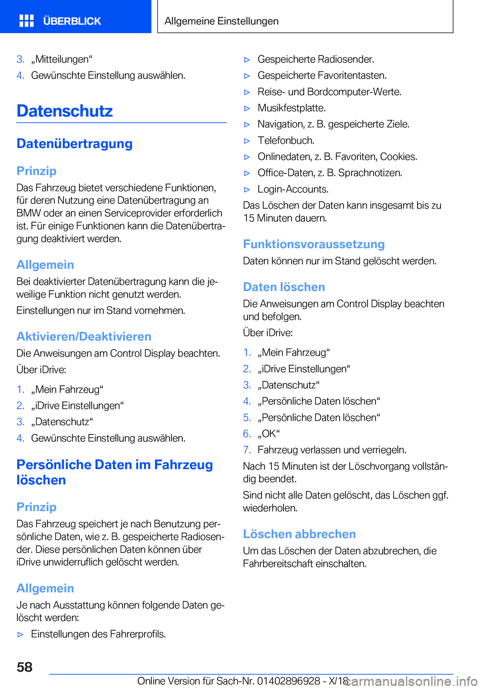 BMW 3 SERIES 2019  Betriebsanleitungen (in German) �3�.x�M�i�t�t�e�i�l�u�n�g�e�nv�4�.�G�e�w�