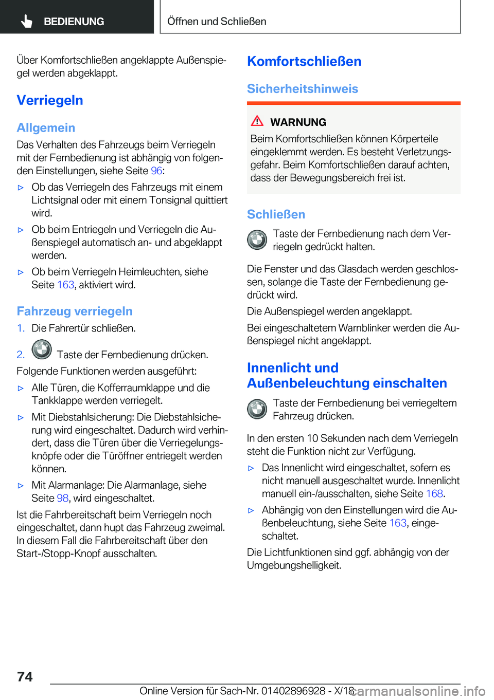 BMW 3 SERIES 2019  Betriebsanleitungen (in German) �