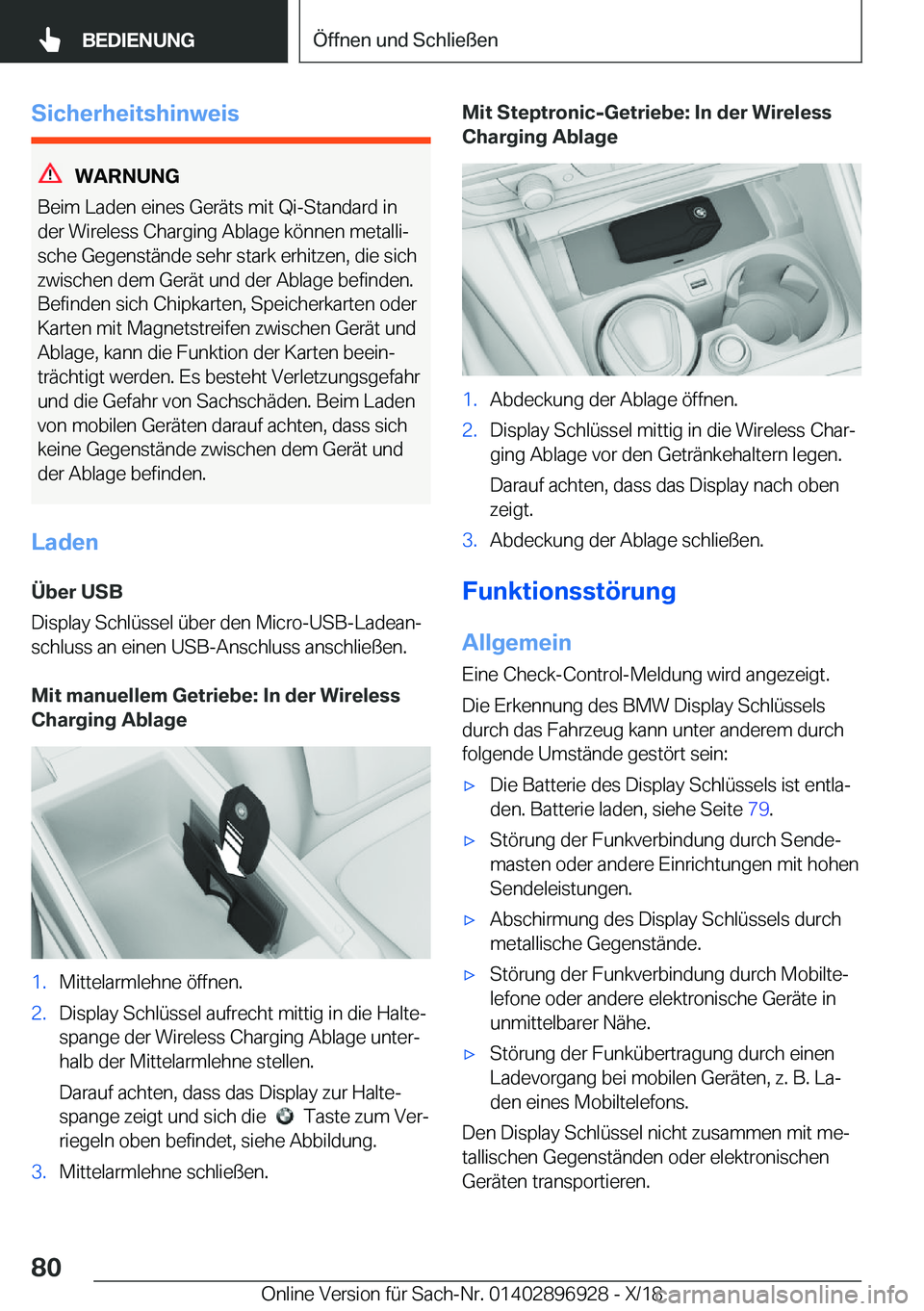 BMW 3 SERIES 2019  Betriebsanleitungen (in German) �S�i�c�h�e�r�h�e�i�t�s�h�i�n�w�e�i�s
�W�A�R�N�U�N�G
�B�e�i�m��L�a�d�e�n��e�i�n�e�s��G�e�r�
