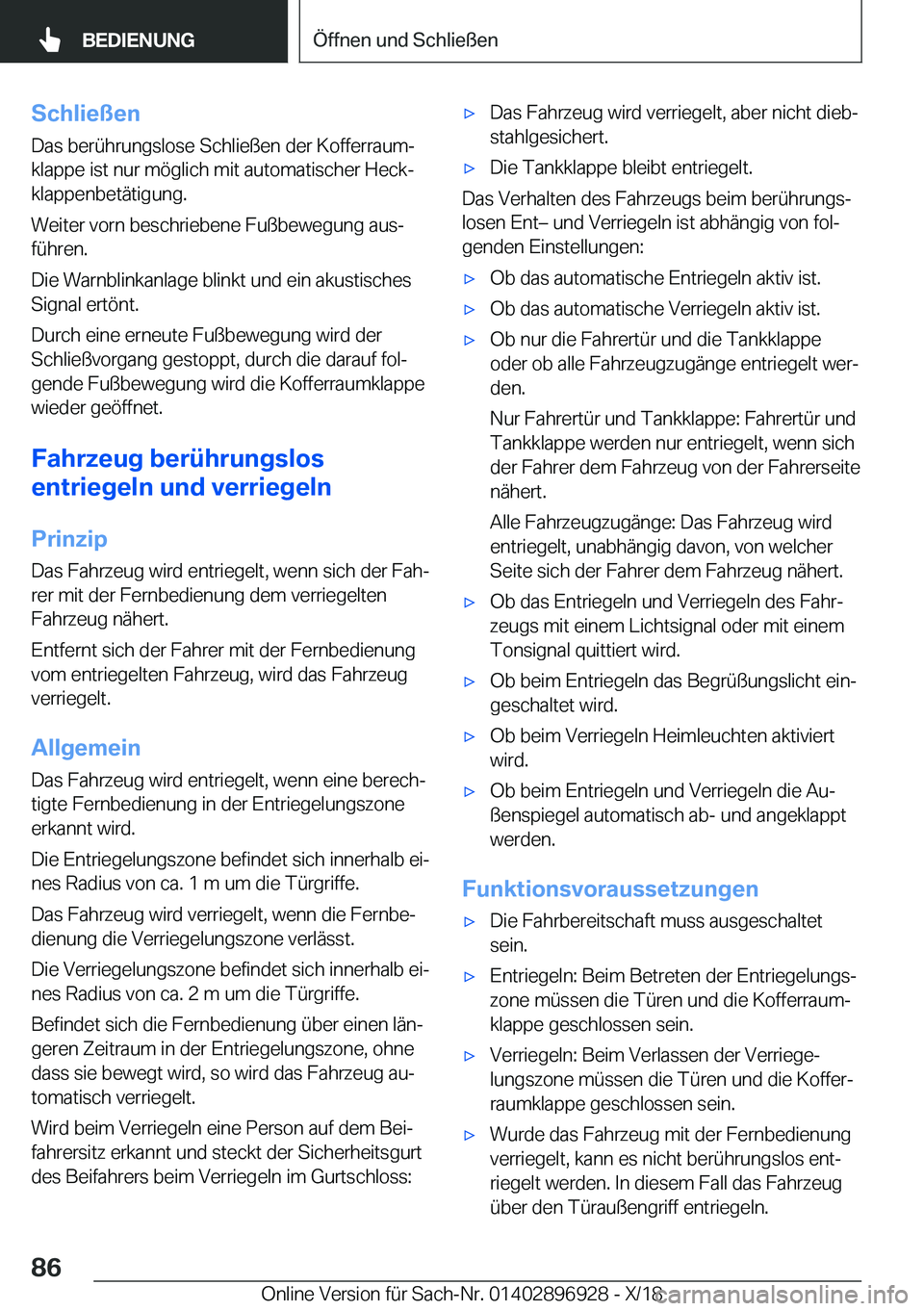 BMW 3 SERIES 2019  Betriebsanleitungen (in German) �S�c�h�l�i�e�