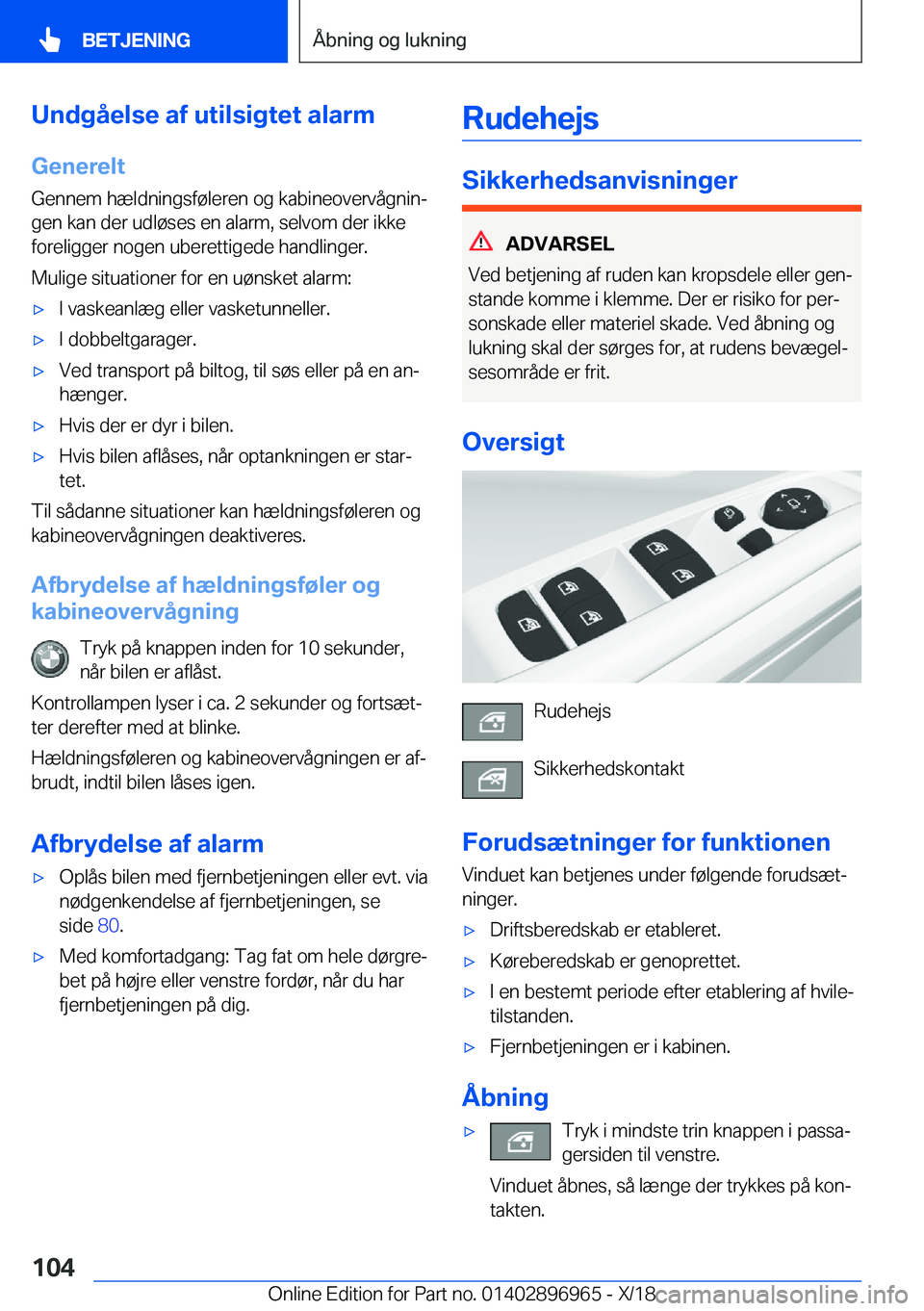 BMW 3 SERIES 2019  InstruktionsbØger (in Danish) �U�n�d�g�å�e�l�s�e��a�f��u�t�i�l�s�i�g�t�e�t��a�l�a�r�m�G�e�n�e�r�e�l�t
�G�e�n�n�e�m��h�æ�l�d�n�i�n�g�s�f�