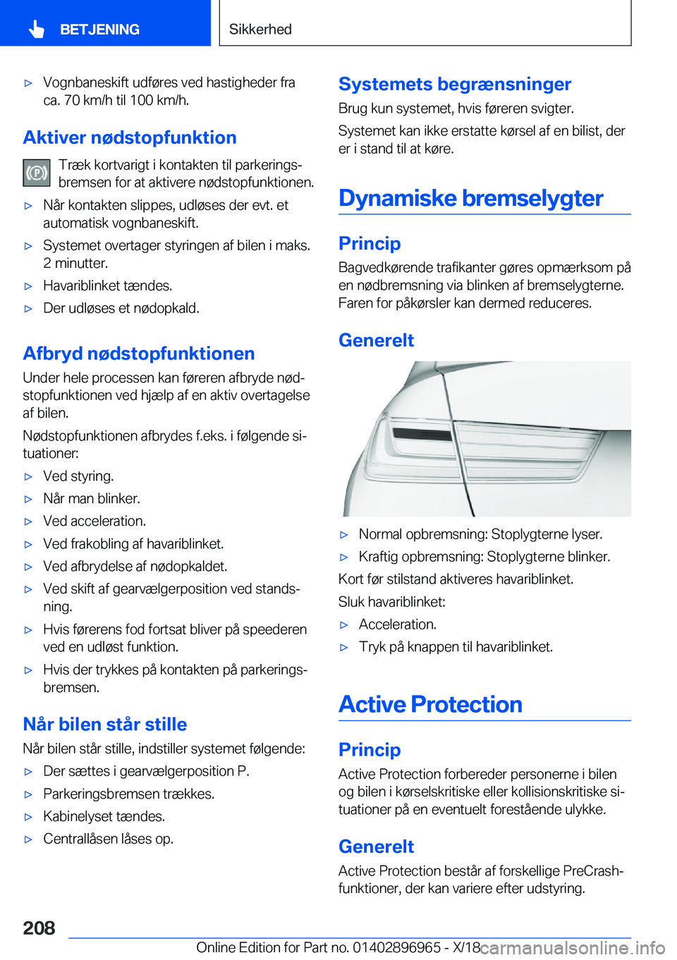 BMW 3 SERIES 2019  InstruktionsbØger (in Danish) 'x�V�o�g�n�b�a�n�e�s�k�i�f�t��u�d�f�