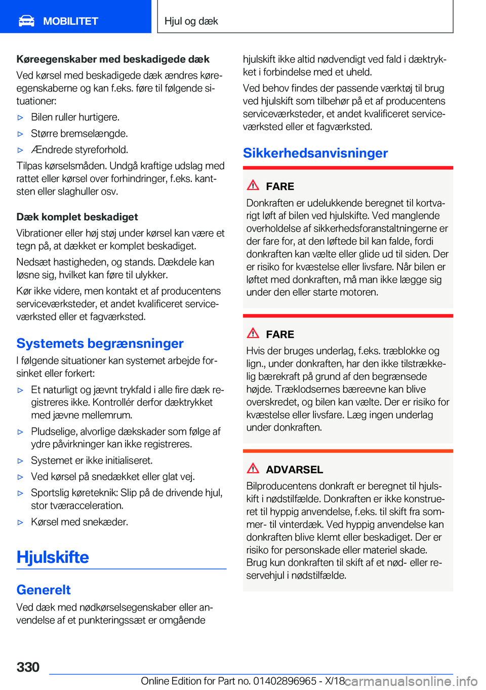 BMW 3 SERIES 2019  InstruktionsbØger (in Danish) �K�