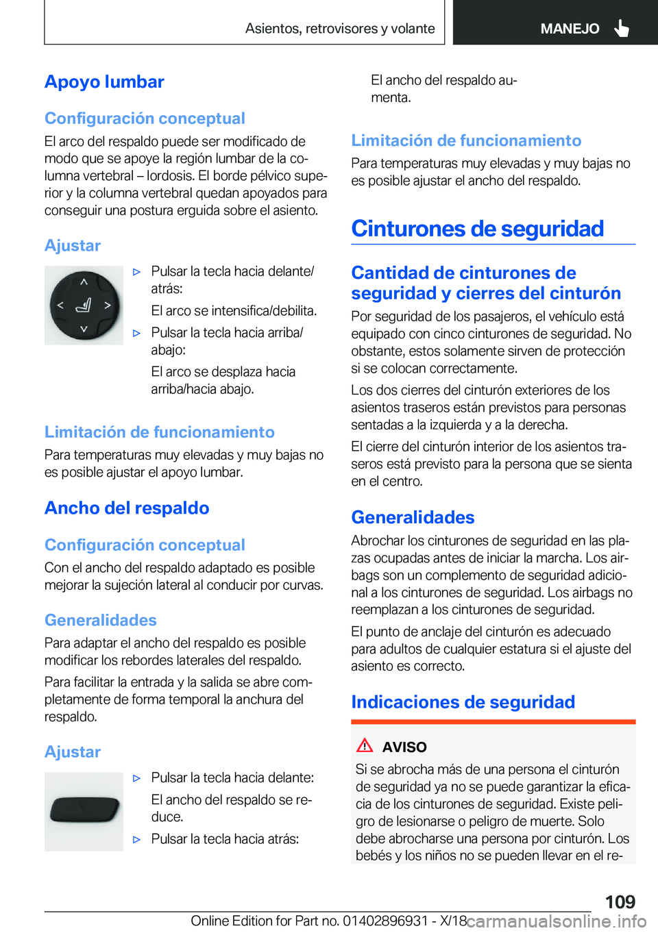 BMW 3 SERIES 2019  Manuales de Empleo (in Spanish) �A�p�o�y�o��l�u�m�b�a�r
�C�o�n�f�i�g�u�r�a�c�i�