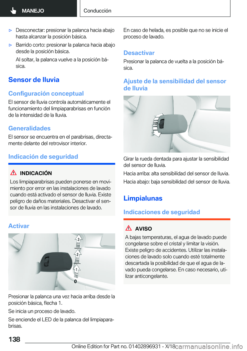BMW 3 SERIES 2019  Manuales de Empleo (in Spanish) x�D�e�s�c�o�n�e�c�t�a�r�:��p�r�e�s�i�o�n�a�r��l�a��p�a�l�a�n�c�a��h�a�c�i�a��a�b�a�j�o
�h�a�s�t�a��a�l�c�a�n�z�a�r��l�a��p�o�s�i�c�i�