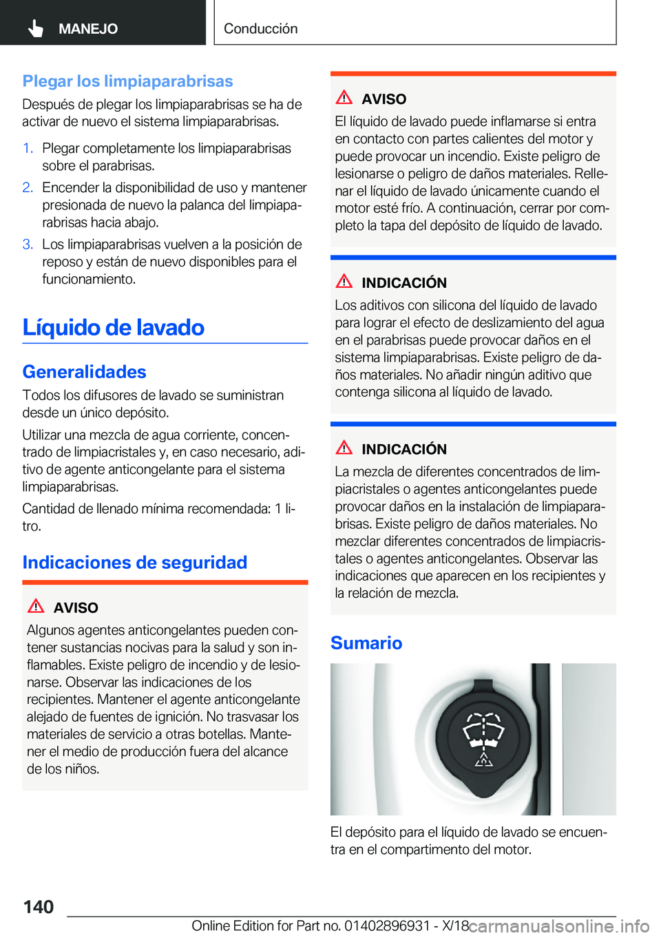 BMW 3 SERIES 2019  Manuales de Empleo (in Spanish) �P�l�e�g�a�r��l�o�s��l�i�m�p�i�a�p�a�r�a�b�r�i�s�a�s�D�e�s�p�u�