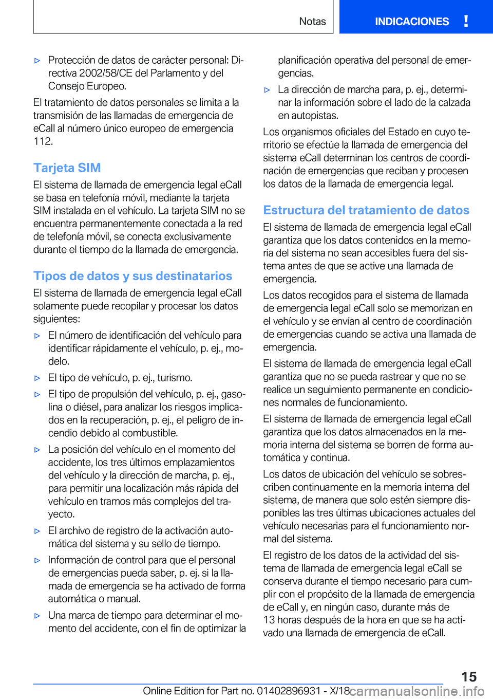 BMW 3 SERIES 2019  Manuales de Empleo (in Spanish) x�P�r�o�t�e�c�c�i�