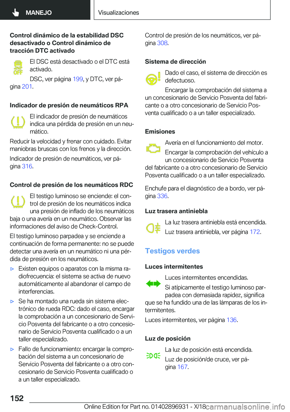BMW 3 SERIES 2019  Manuales de Empleo (in Spanish) �C�o�n�t�r�o�l��d�i�n�