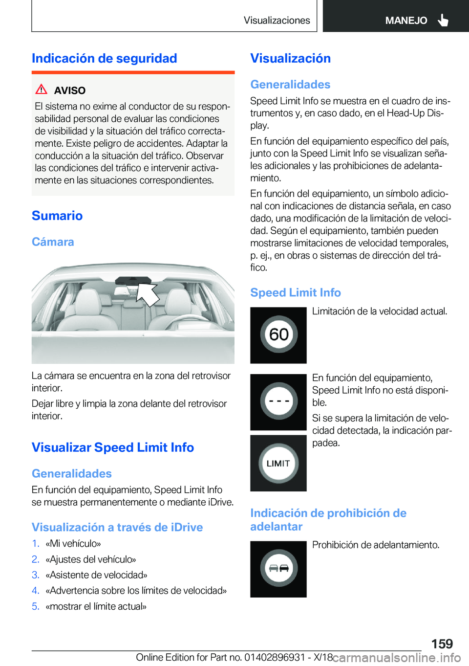 BMW 3 SERIES 2019  Manuales de Empleo (in Spanish) �I�n�d�i�c�a�c�i�