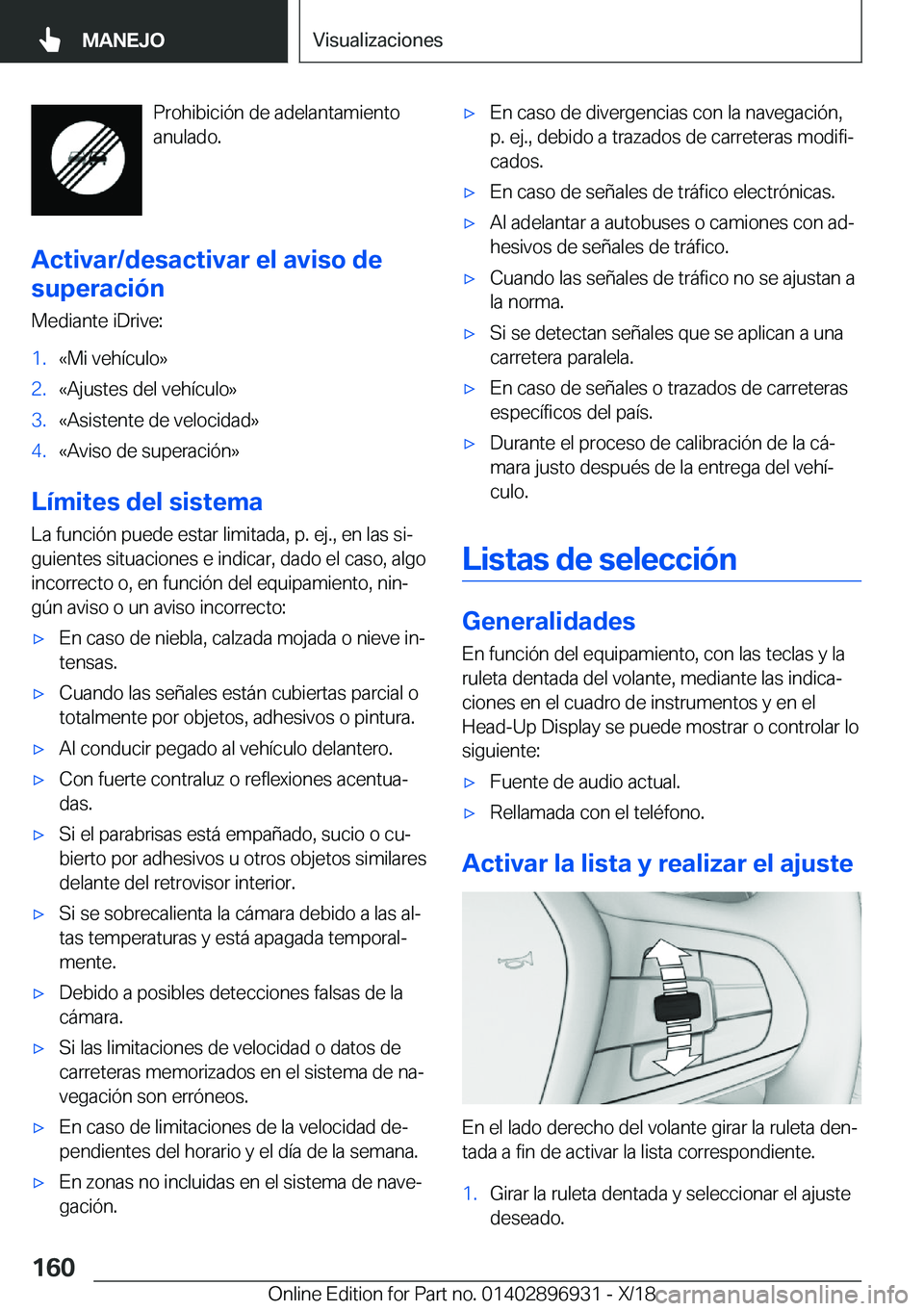 BMW 3 SERIES 2019  Manuales de Empleo (in Spanish) �P�r�o�h�i�b�i�c�i�