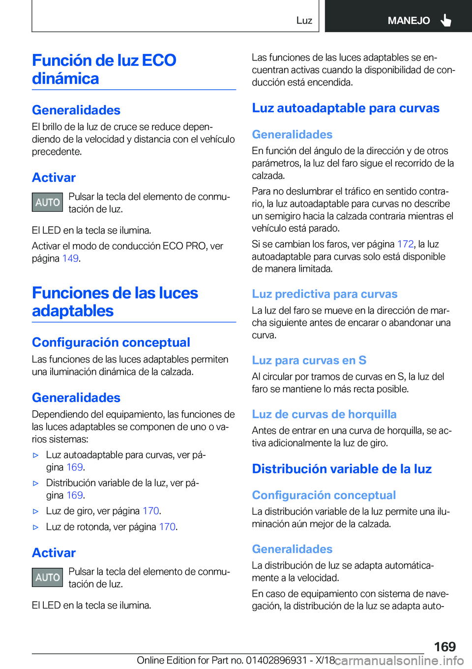 BMW 3 SERIES 2019  Manuales de Empleo (in Spanish) �F�u�n�c�i�