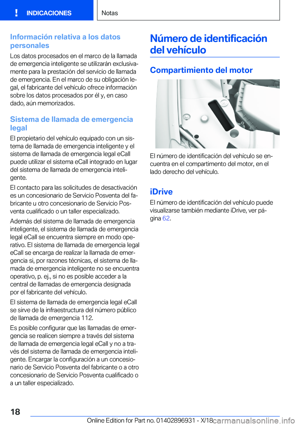 BMW 3 SERIES 2019  Manuales de Empleo (in Spanish) �I�n�f�o�r�m�a�c�i�