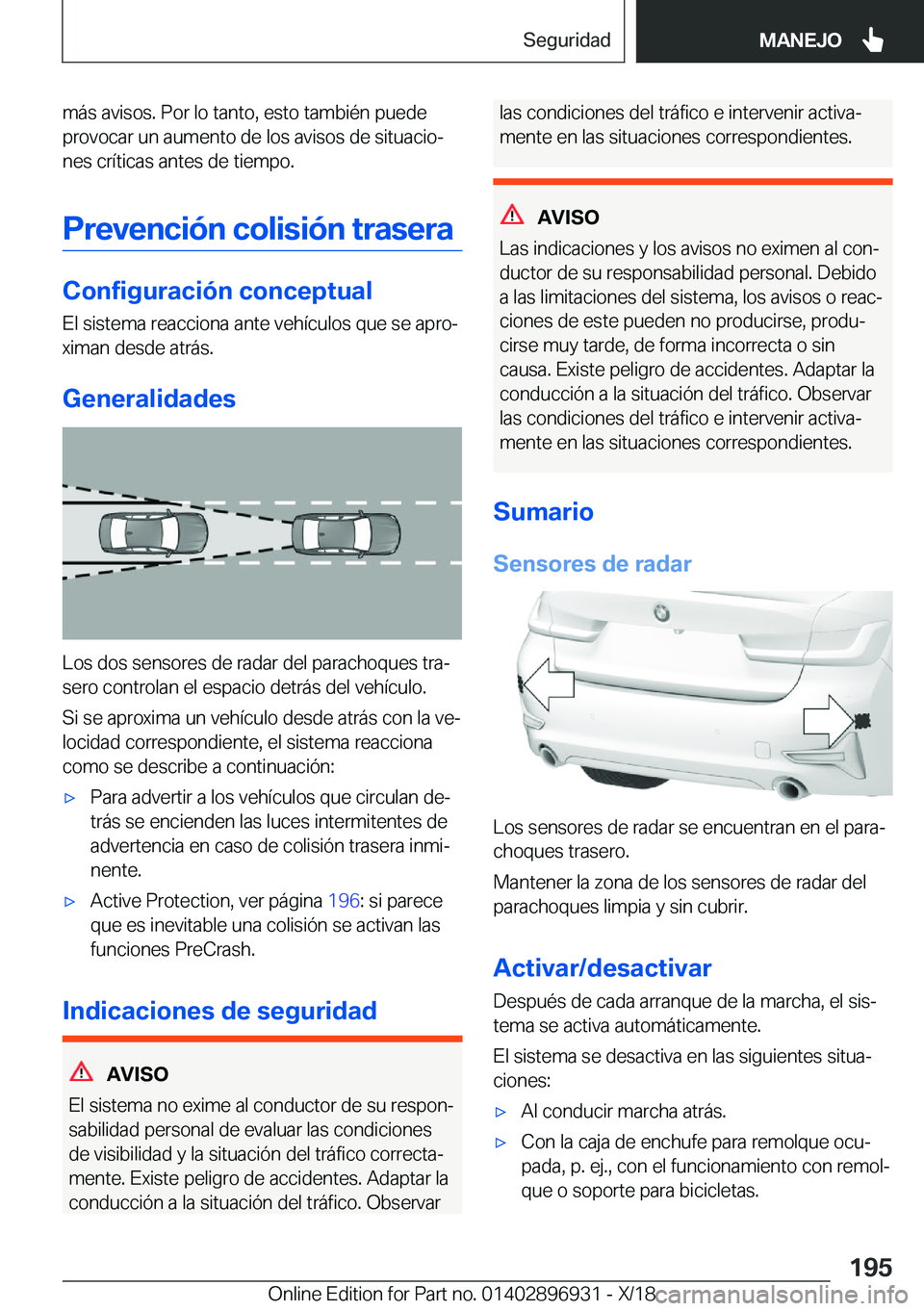 BMW 3 SERIES 2019  Manuales de Empleo (in Spanish) �m�