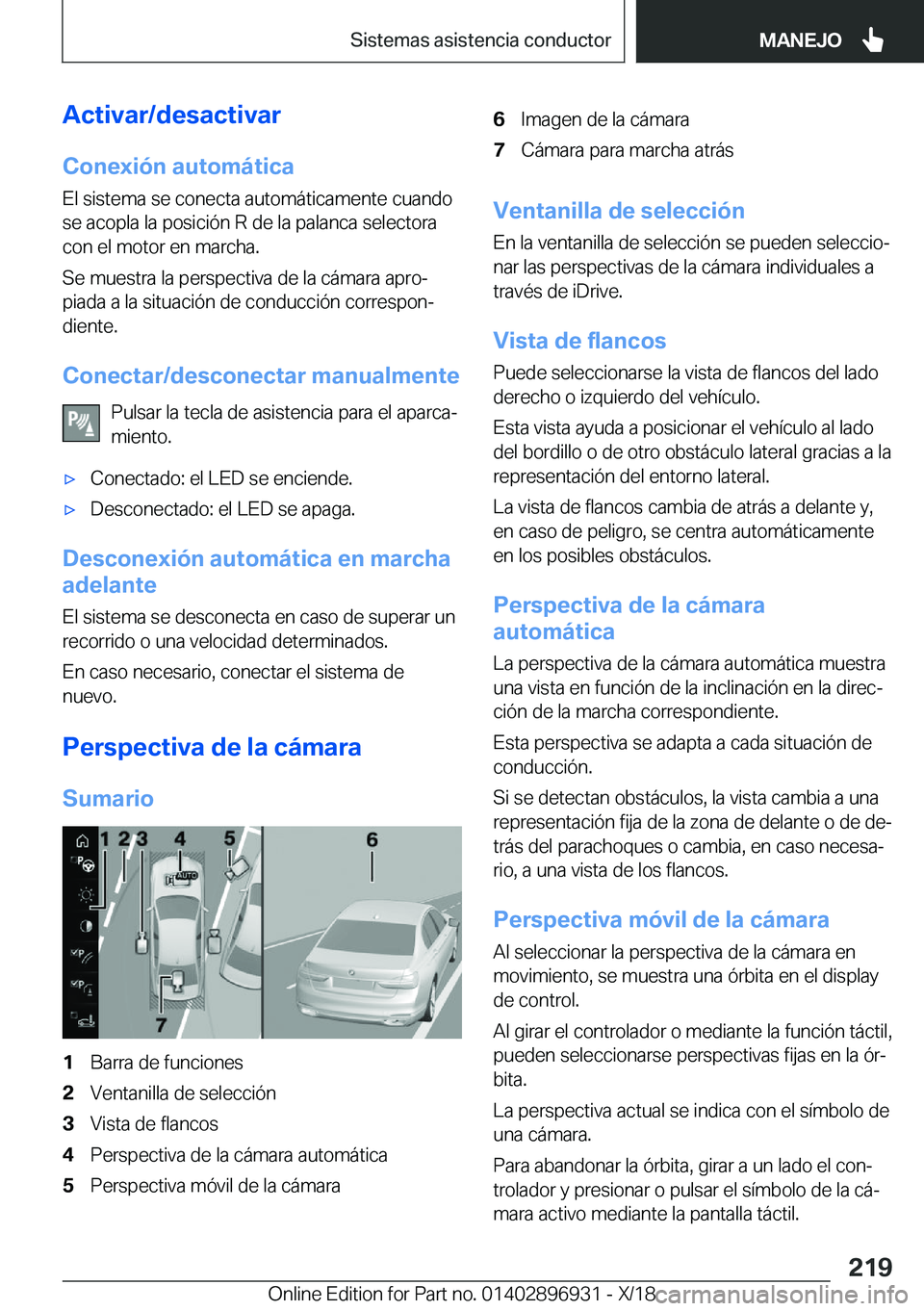 BMW 3 SERIES 2019  Manuales de Empleo (in Spanish) �A�c�t�i�v�a�r�/�d�e�s�a�c�t�i�v�a�r�C�o�n�e�x�i�